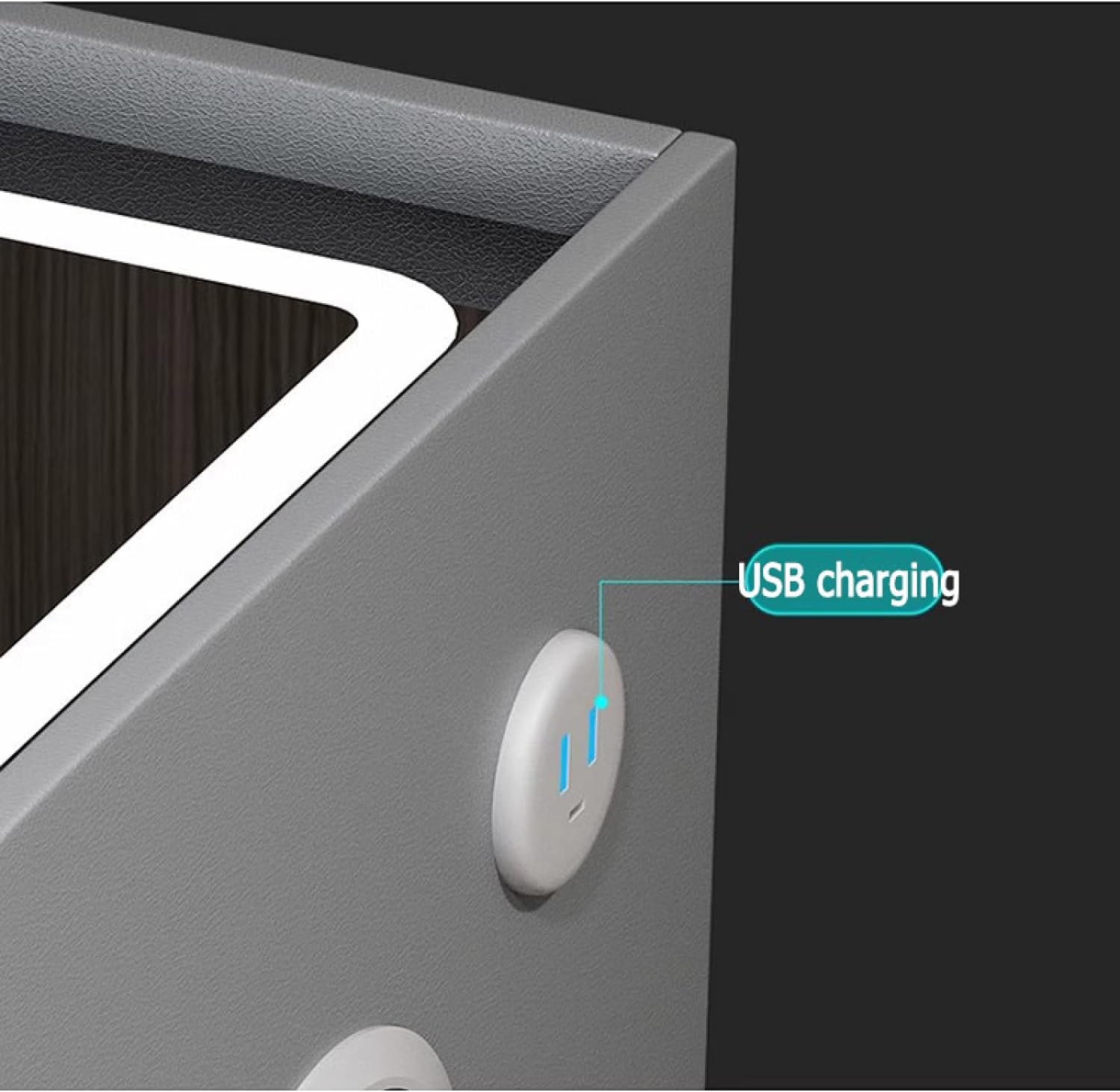 Wireless Charging Smart Bedside Table With LED Lights - Narrow Nightstand With 2 Drawers, Modern Home Gadget And Tech For Bedroom - Amazing Gadgets Outlet