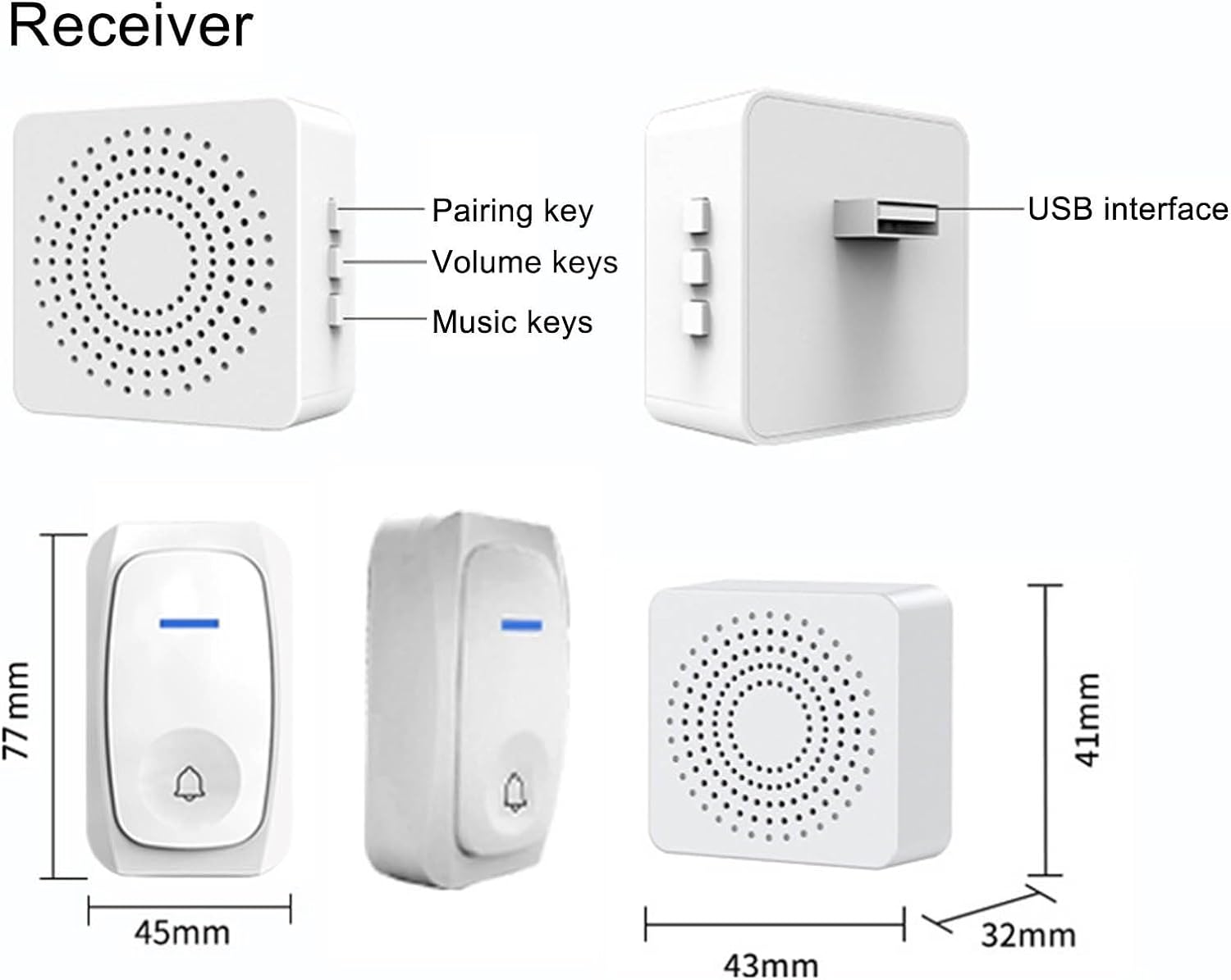 Wireless Doorbell Door Chime Kit, Smart Doorbell USB Powered Adjstable Volume 38 Melodies LED Flash, 500ft in Obstacle - Free Environment Sensing Distance, Perfect for Home #2 - Amazing Gadgets Outlet