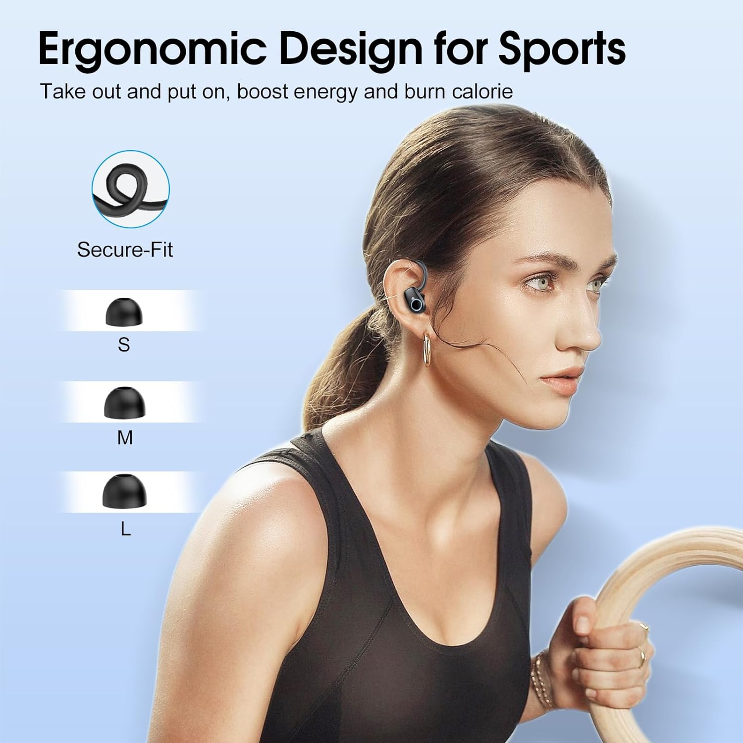 Wireless Earbuds, 2023 Wireless Earphones Bluetooth 5.3 Headphones Wireless, Over Ear Buds Wireless Earbuds with Earhooks, IP7 Waterproof 50H Stereo Wireless Headphones Sport, Dual LED Display, Black - Amazing Gadgets Outlet