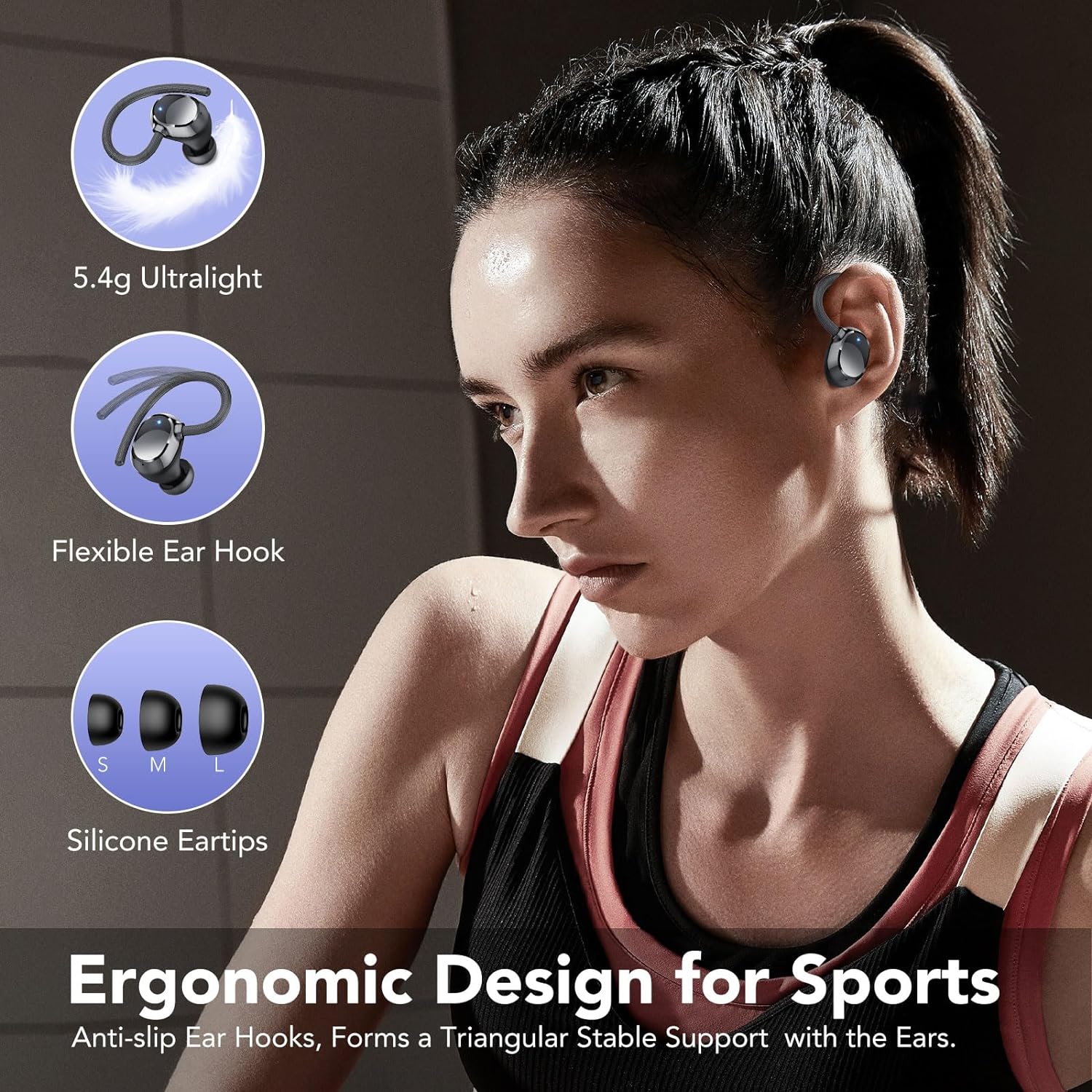 Wireless Earbuds, 2024 Bluetooth 5.3 Headphones with 4 HD ENC Noise Cancelling Mic, 80H Wireless Headphones In Ear Stereo Deep Bass with LED Display, IPX7 Waterproof Ear Buds with Earhooks for Sport - Amazing Gadgets Outlet