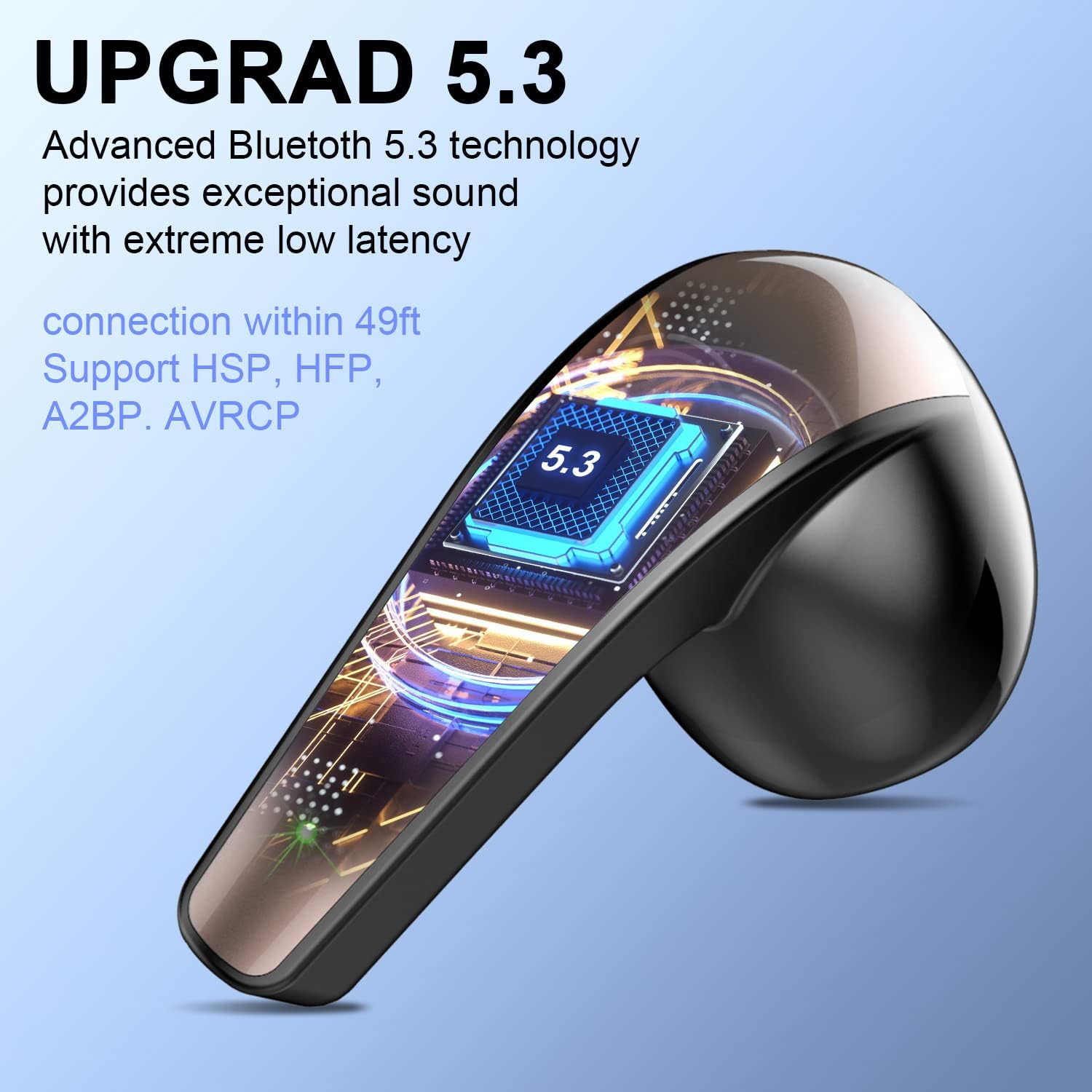 Wireless Earbuds, 2024 Bluetooth 5.3 Headphones with HD Mic HiFi Stereo Sound, Wireless Headphones with Dual LED Display Touch Control, 40H Playtime Mini Bluetooth Earphones IP7 Waterproof, Black - Amazing Gadgets Outlet