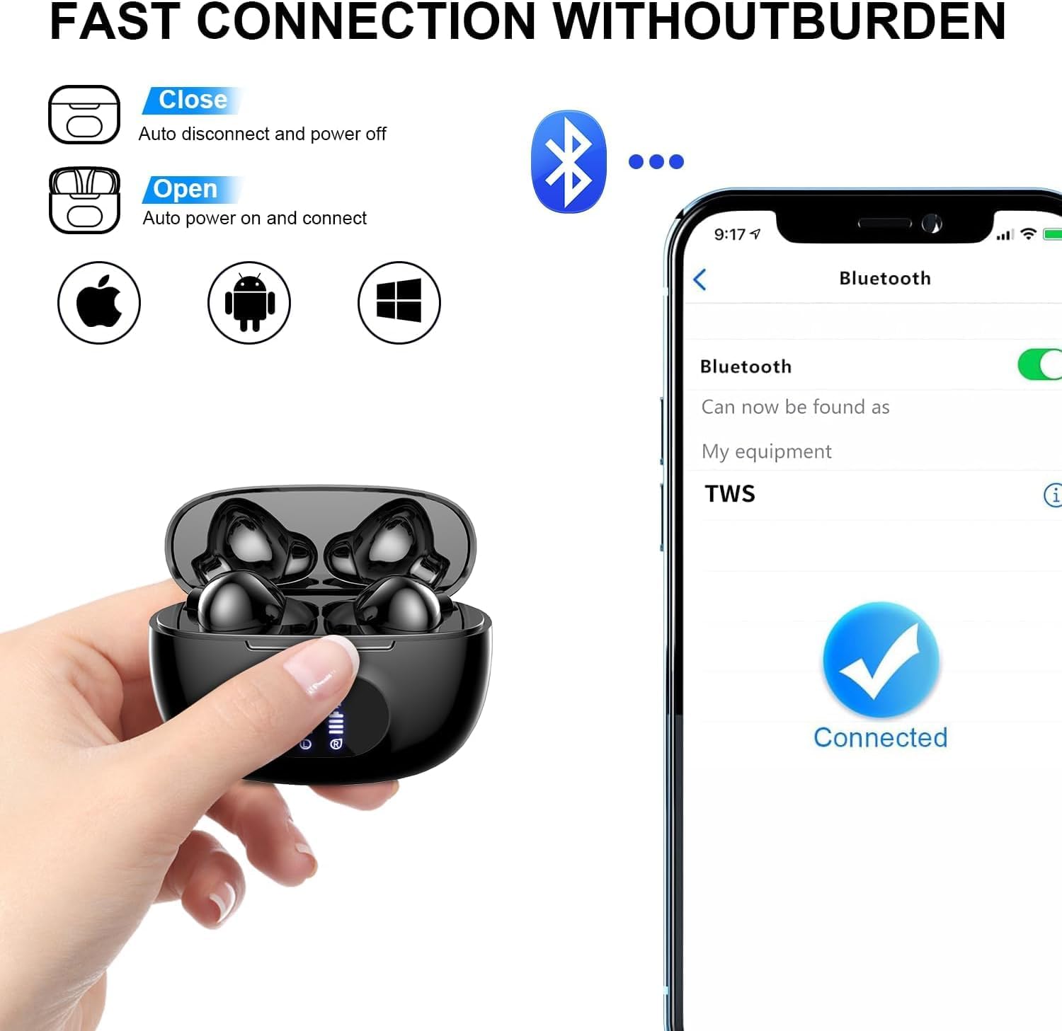 Wireless Earbuds, Bluetooth 5.3 Headphones in Ear with 4 ENC Noise Cancelling Mic, Bluetooth Earbuds 38H Playtime, 2023 HiFi Stereo Deep Bass Wireless Earphones, IP7 Waterproof, USB - C Fast Charge - Amazing Gadgets Outlet