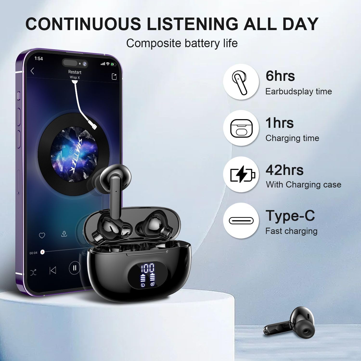 Wireless Earbuds, Bluetooth 5.3 Headphones in Ear with 4 ENC Noise Cancelling Mic, Bluetooth Earbuds 38H Playtime, 2023 HiFi Stereo Deep Bass Wireless Earphones, IP7 Waterproof, USB - C Fast Charge - Amazing Gadgets Outlet