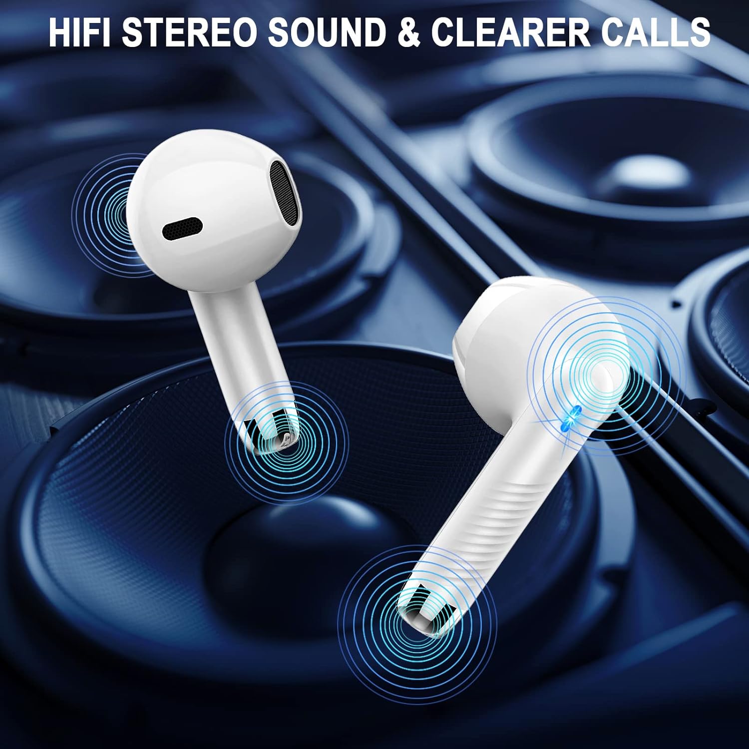 Wireless Earbuds, Bluetooth 5.3 Headphones in Ear with 4 ENC Noise Cancelling Mic, Bluetooth Earbuds 40H Playtime, 2024 HiFi Stereo Deep Bass Wireless Earphones, IP7 Waterproof USB - C Fast Charge White - Amazing Gadgets Outlet