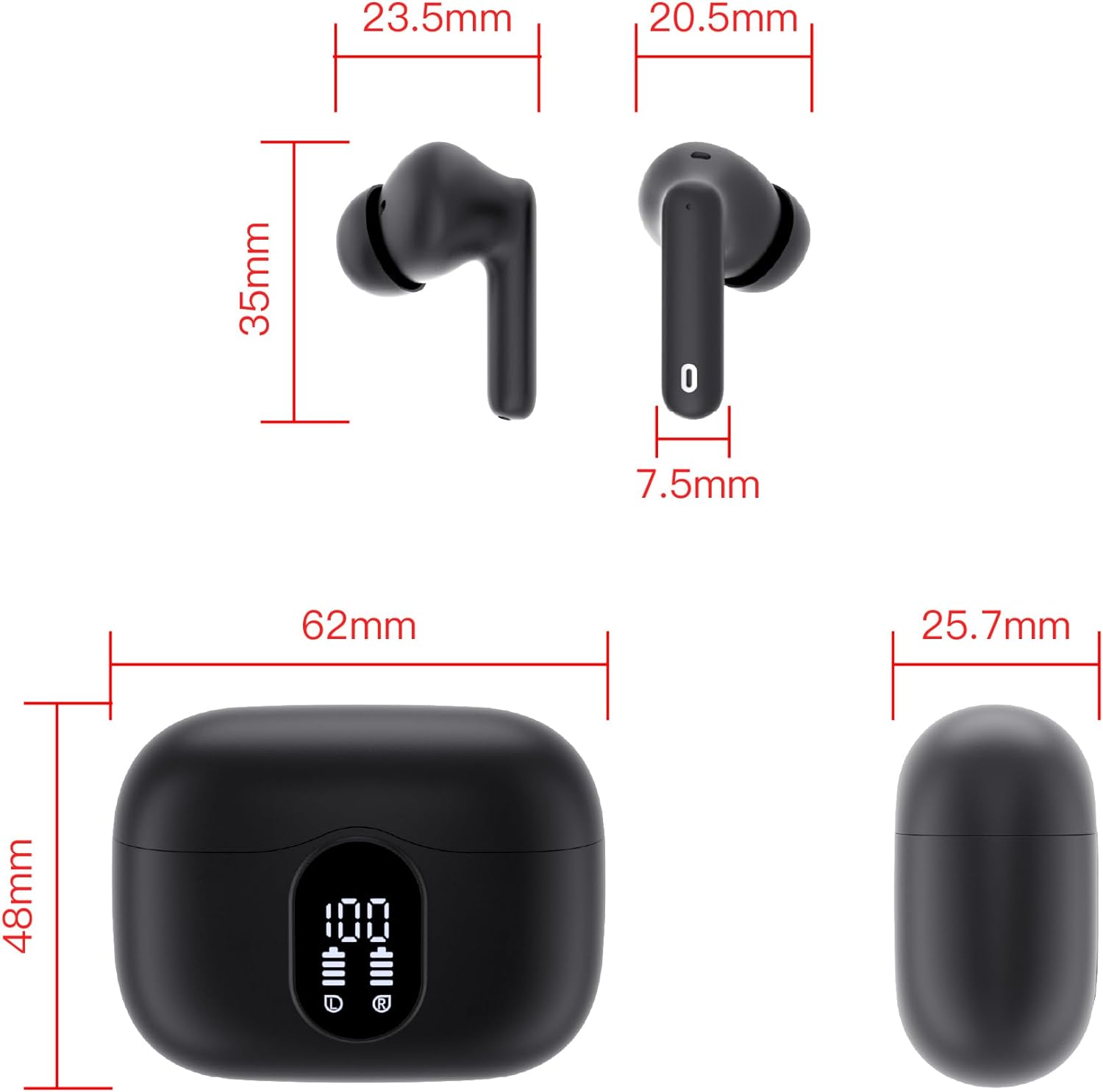 Wireless Earbuds, Bluetooth 5.3 Headphones In Ear with 4 ENC Noise Cancelling Mic, Btootos New Bluetooth Earbuds Mini Deep Bass Stereo Sound, 36H Playtime LED Display Wireless Earphones IP7 Waterproof - Amazing Gadgets Outlet