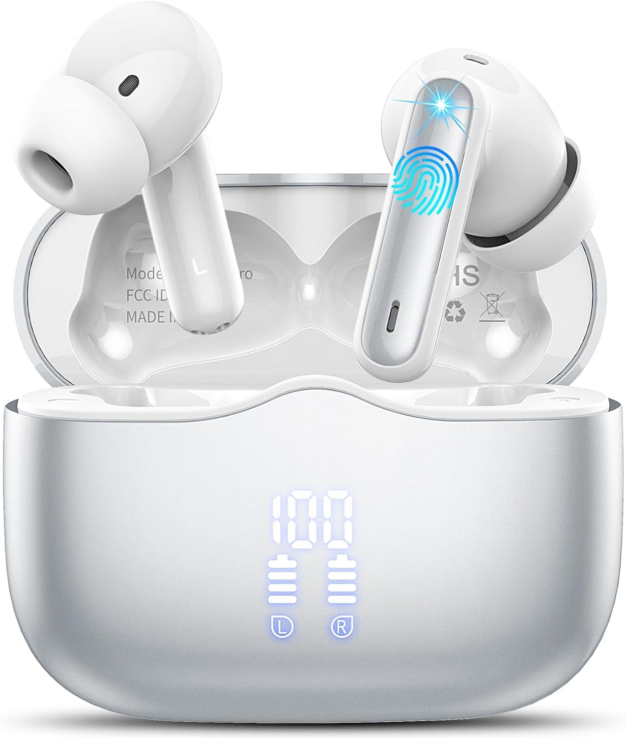 Wireless Earbuds, Bluetooth 5.3 Headphones in Ear with HiFi Stereo Deep Bass, 4 ENC Noise Cancelling Mic Wireless Earphones 40H Playtime, Bluetooth Earbuds Dual LED Display, IP7 Waterproof, USB - C - Amazing Gadgets Outlet