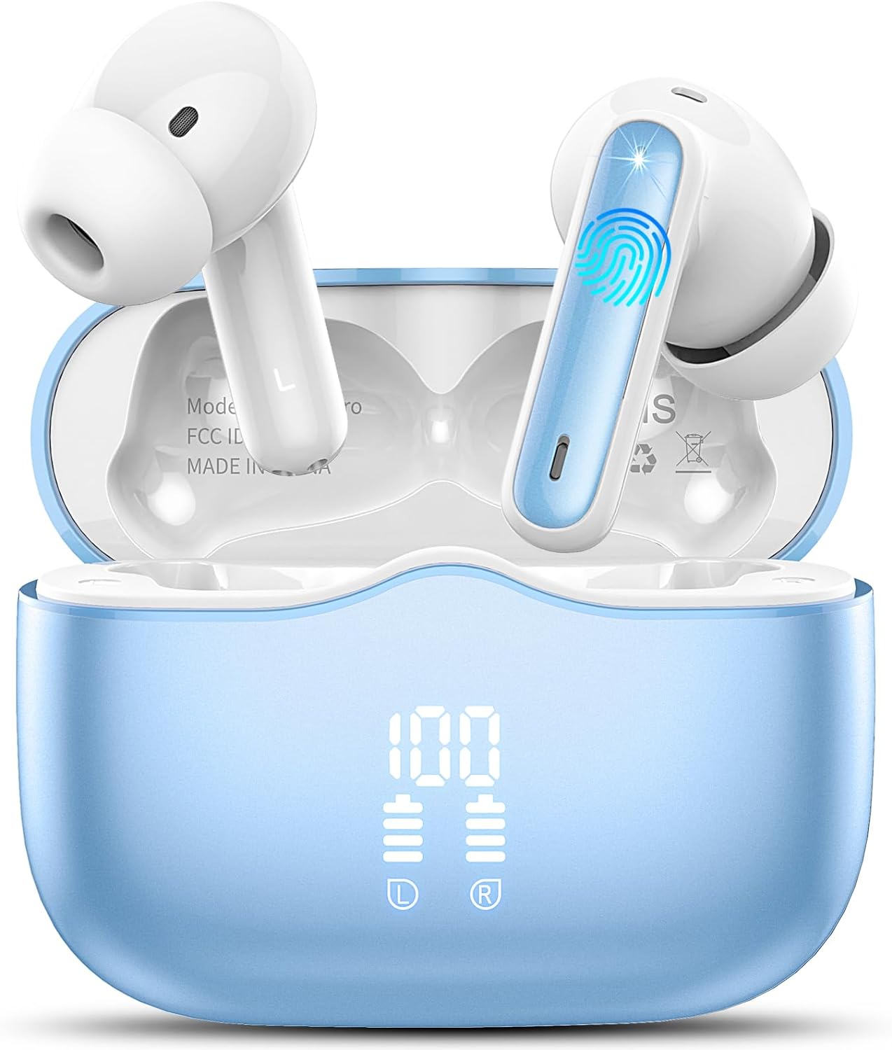 Wireless Earbuds, Bluetooth 5.3 Headphones in Ear with HiFi Stereo Deep Bass, 4 ENC Noise Cancelling Mic Wireless Earphones 40H Playtime, Bluetooth Earbuds Dual LED Display, IP7 Waterproof, USB - C - Amazing Gadgets Outlet