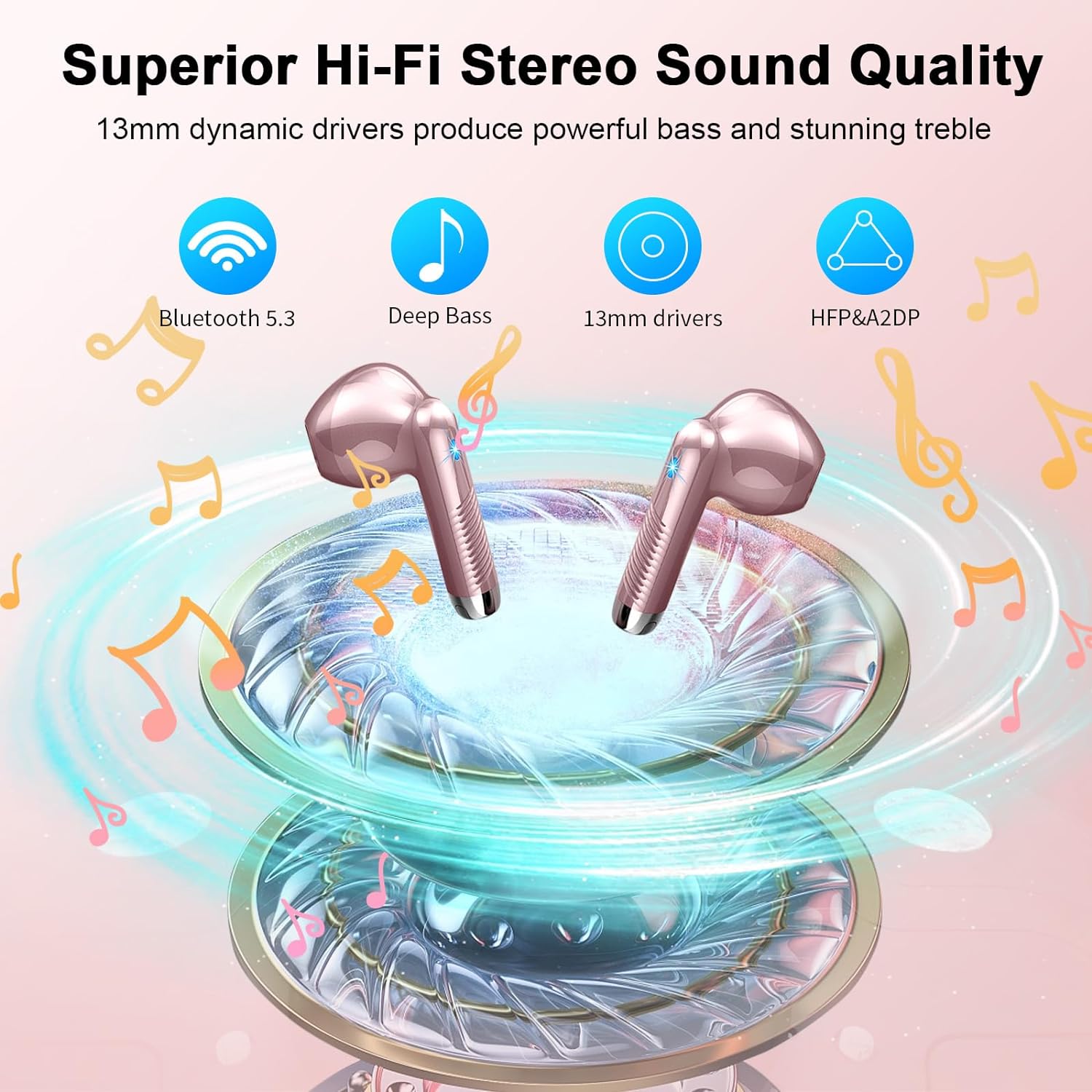 Wireless Earbuds, Bluetooth 5.3 Headphones NEW Wireless Headphones with 4 ENC Mic, 56H Bluetooth Earphones in Ear Noise Cancelling Deep Bass, Mini Ear Buds Bluetooth Earbuds IP7 Waterproof LED Display - Amazing Gadgets Outlet