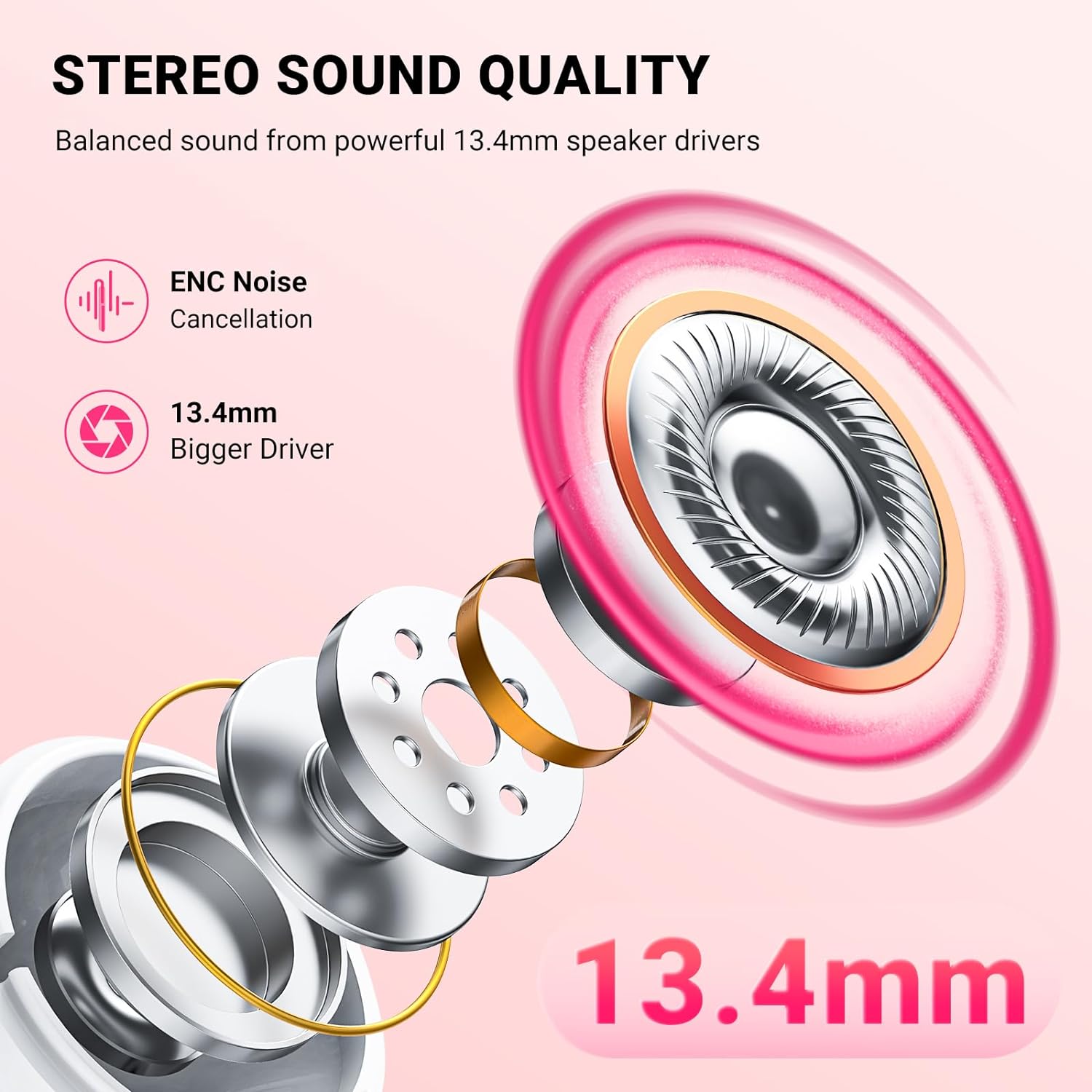 Wireless Earbuds, Bluetooth 5.3 Headphones with 4 HD Microphones 2024 ENC Call Noise Canceling In - Ear Headphones,42H Playtime LED Display, HiFi Stereo Sport Earbuds IP7 Waterproof - Amazing Gadgets Outlet