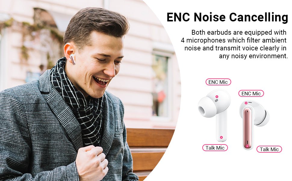 Wireless Earbuds, Bluetooth 5.3 Headphones with 4 HD Microphones 2024 ENC Call Noise Canceling In - Ear Headphones,42H Playtime LED Display, HiFi Stereo Sport Earbuds IP7 Waterproof - Amazing Gadgets Outlet