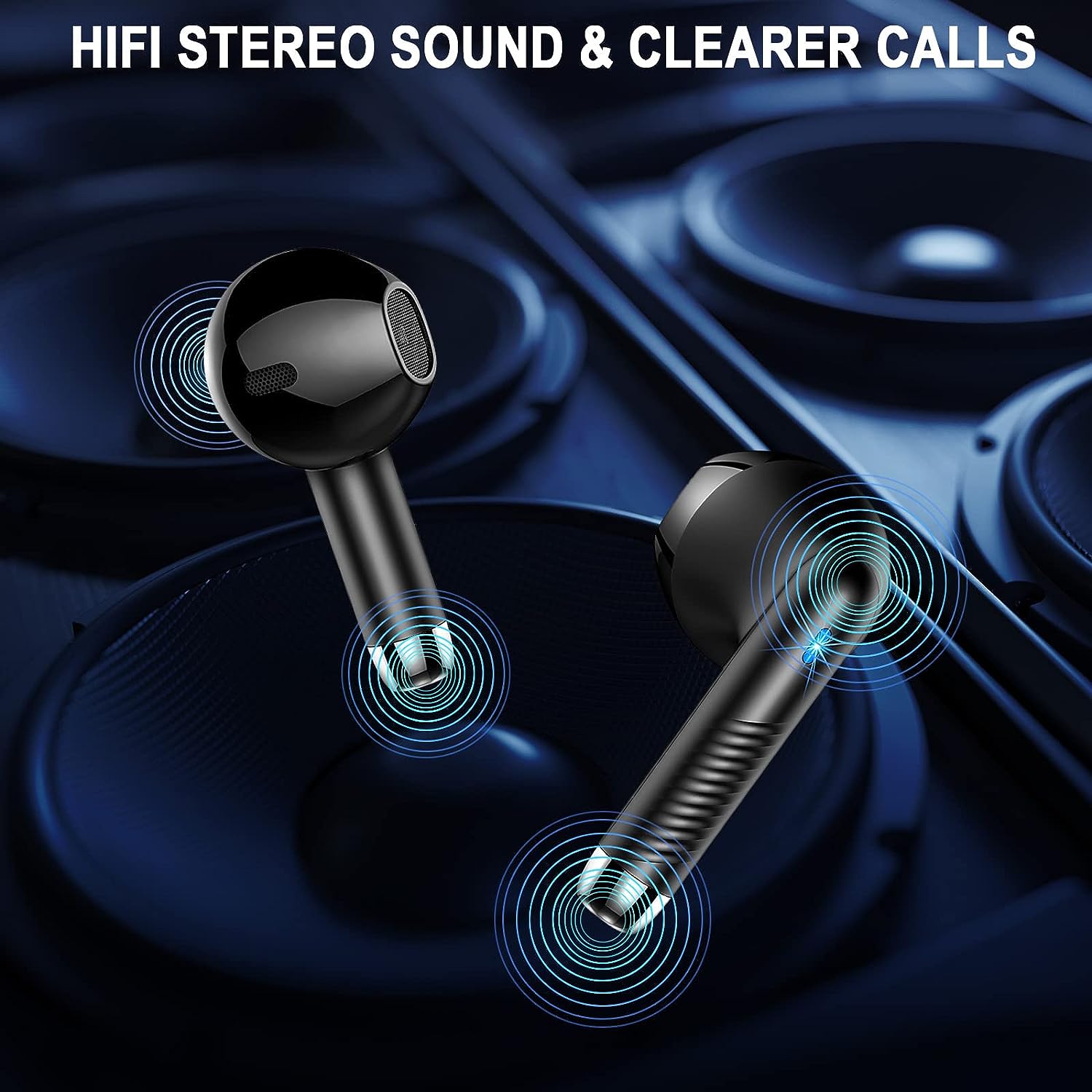 Wireless Earbuds, Bluetooth 5.3 Headphones with HiFi Stereo Deep Bass, Bluetooth Earbuds in - Ear Noise Cancelling Mic, 40H Playback Mini Case IP7 Waterproof Sports Earphones for Android iOS, Black - Amazing Gadgets Outlet