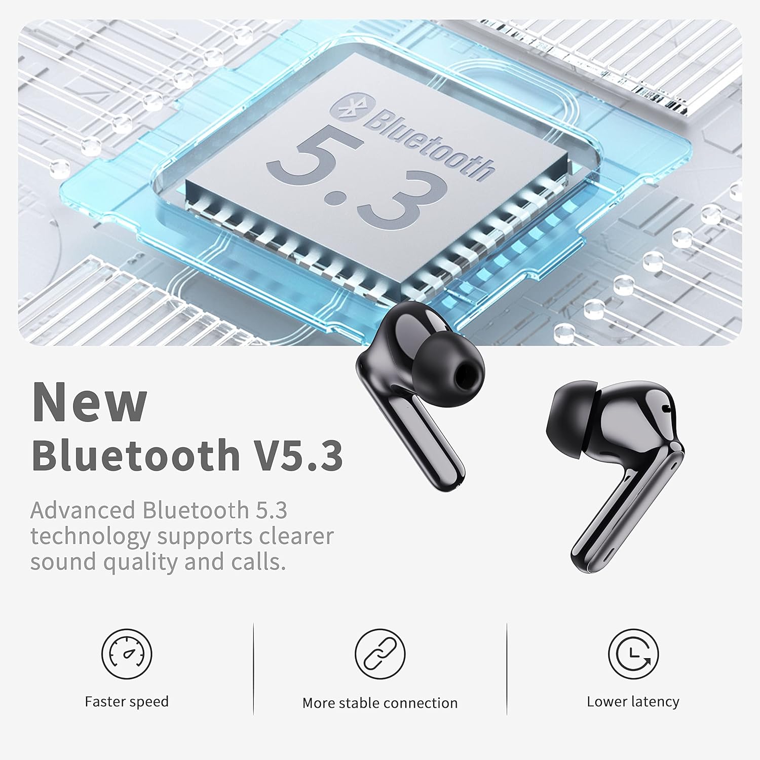 Wireless Earbuds, Headphones Bluetooth 5.3 Earphones with 13mm Drivers, IP7 Waterproof Earbuds, 36H Playtime, LED Display, Mini Ultra Light Black - Amazing Gadgets Outlet