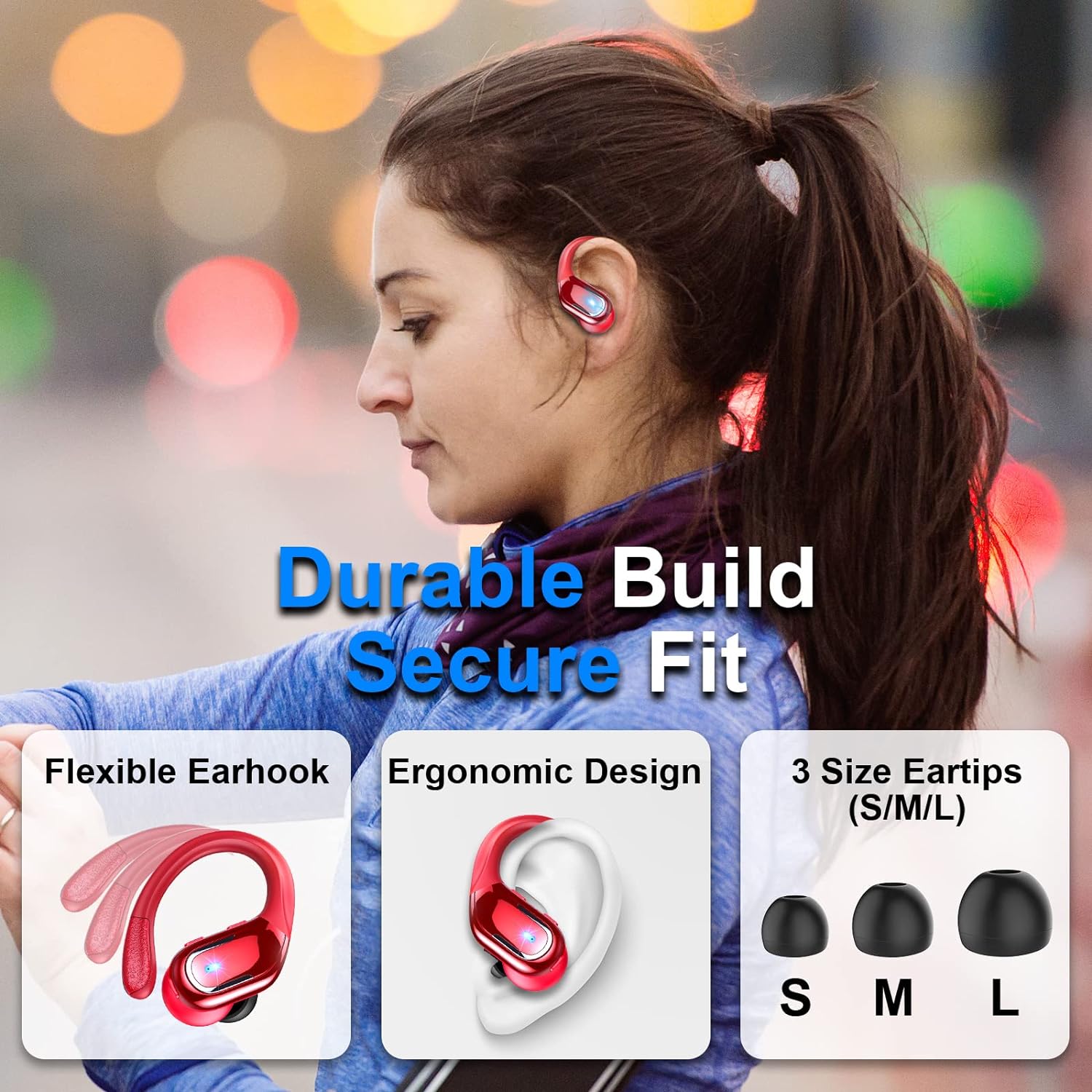 Wireless Earbuds Sport, Bluetooth 5.3 Headphones, Wireless Earphones 75H Playtime and HiFi Stereo Sound with Mic, IP7 Waterproof, Dual LED Display in Ear EarHooks, USB - C, Headsets for Sport, Running - Amazing Gadgets Outlet