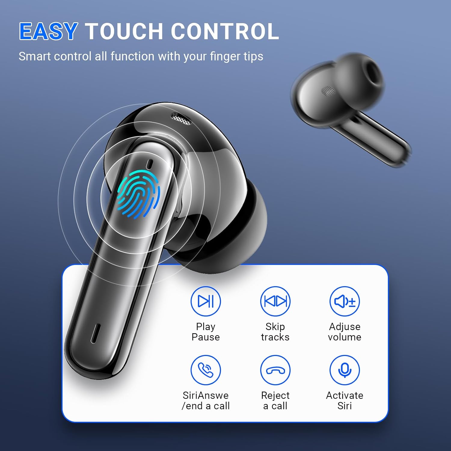 Wireless Earbuds, Wireless Bluetooth 5.3 Headphones In Ear with 4 ENC Noise Cancelling Mic, 2024 New Bluetooth Earphones Deep Bass Stereo Sound 42H Playtime LED Display PX7 Waterproof Ear buds USB - C - Amazing Gadgets Outlet