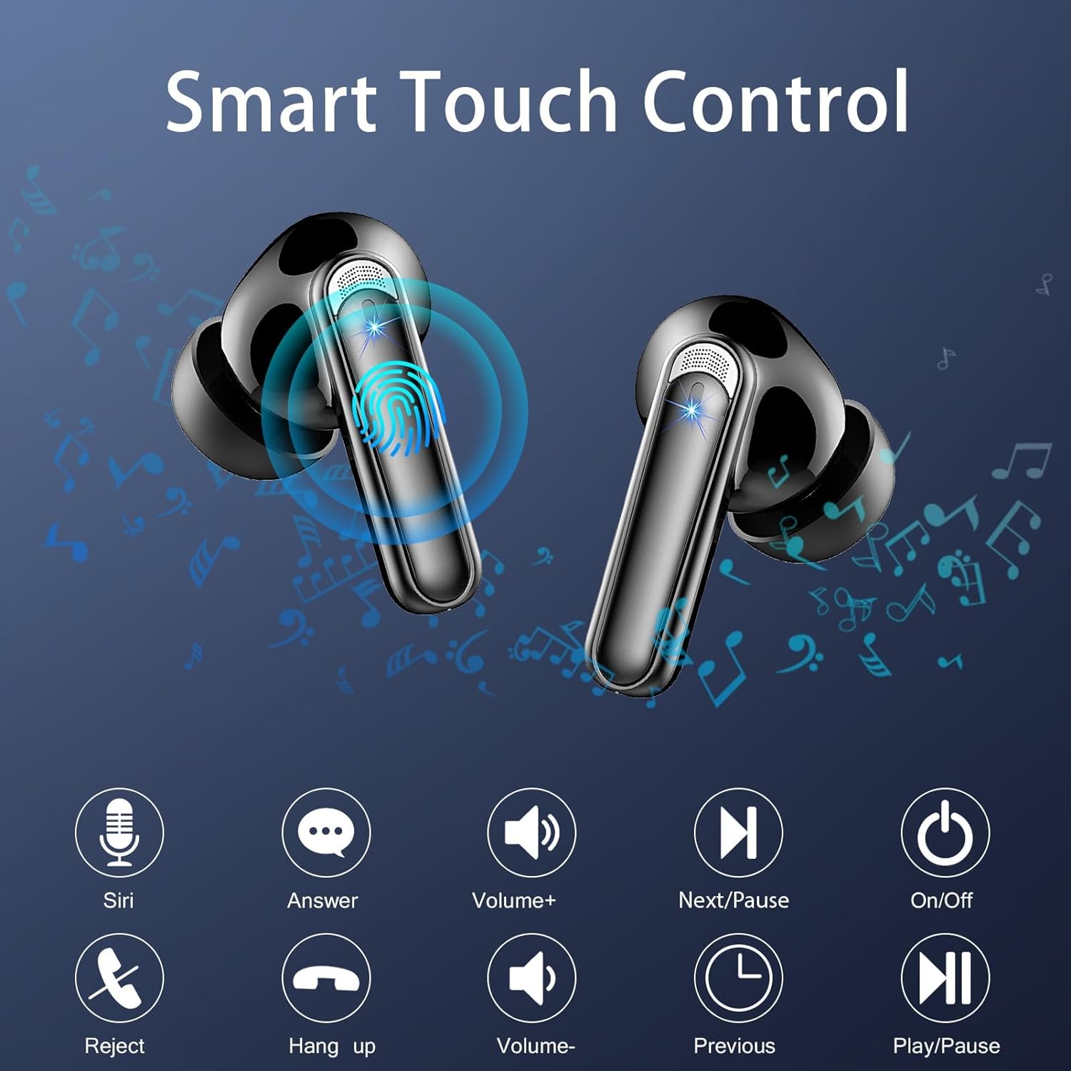 Wireless Earbuds, Wireless Headphones Bluetooth 5.3 Earphones, 48H Playtime HD Stereo In Ear buds, 4 ENC Noise Cancelling Mic Wireless Earphones, LED Display, IP7 Waterproof, Mini Ultra Light, Black - Amazing Gadgets Outlet