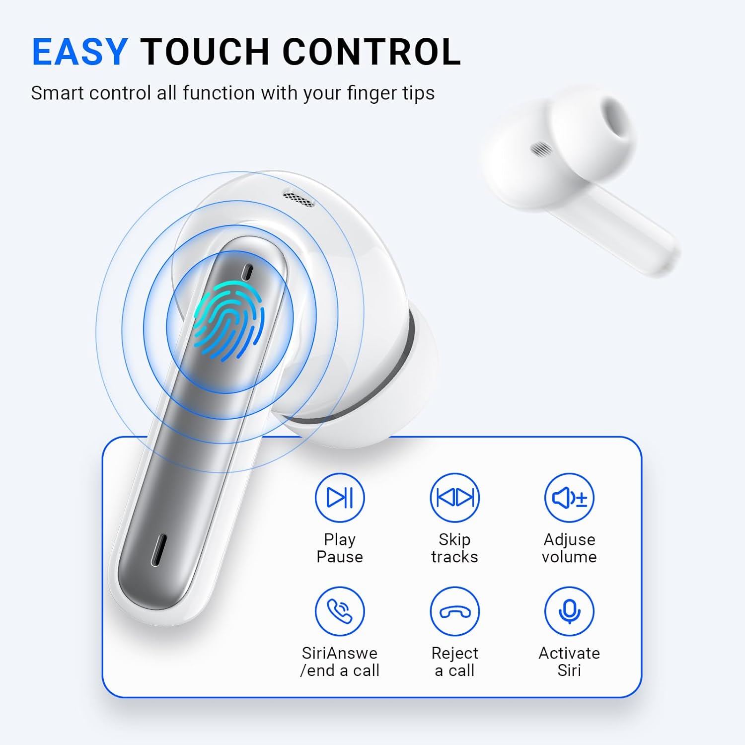 Wireless Earbuds, Wireless Headphones Bluetooth 5.3 Earphones In Ear 4 Mic HD Calling, 2024 New Bluetooth Earbuds HiFi Stereo Deep Bass 42H Playtime LED Display IP7 Waterproof Wireless Earphones White - Amazing Gadgets Outlet