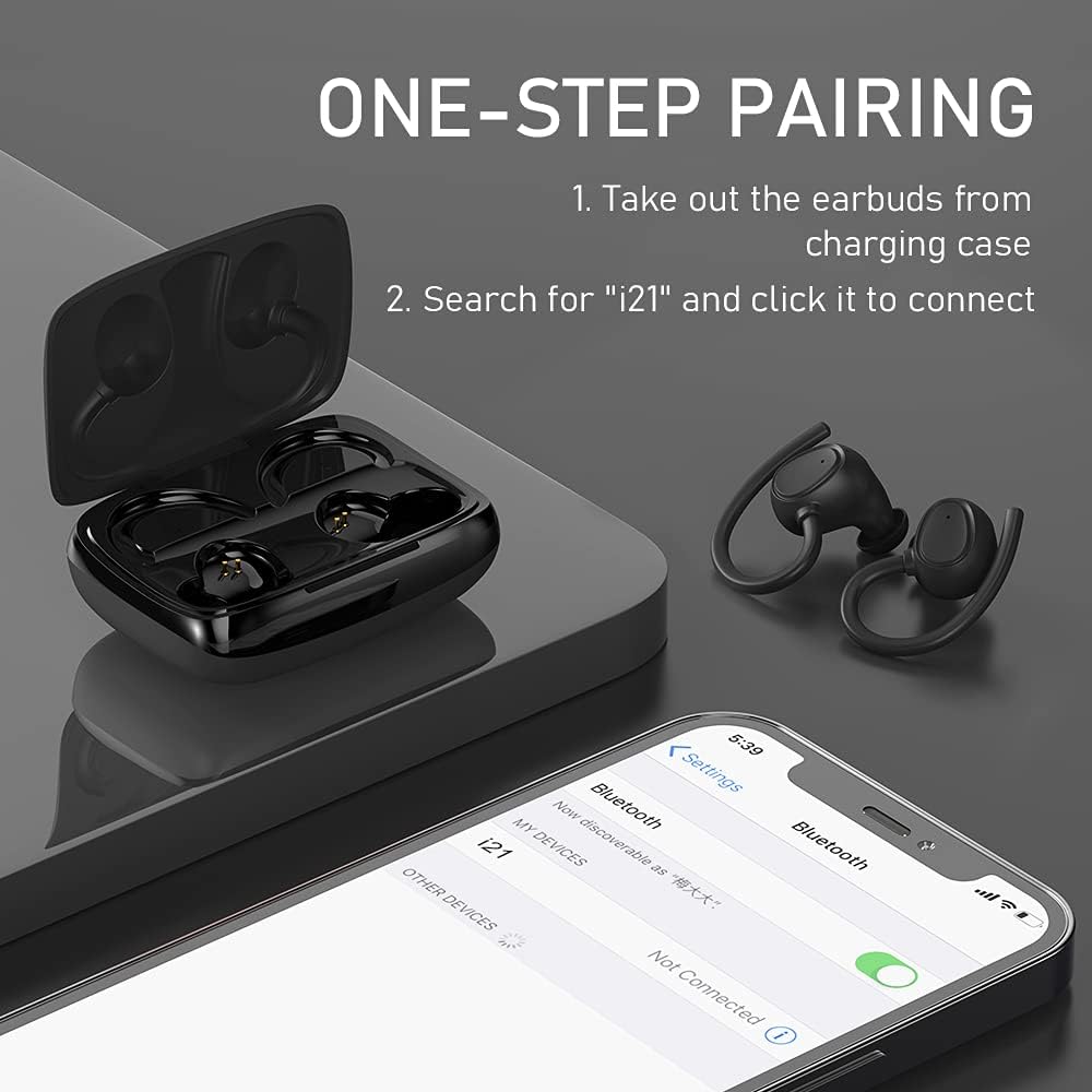 Wireless Earbuds, Wireless Headphones Running Bluetooth 5.3 Headphones with Mic, Wireless Earphones IP7 Waterproof Ear Hooks, Noise Cancelling Earbuds Stereo Sound, 48H, USB - C, Headsets for Sport - Amazing Gadgets Outlet