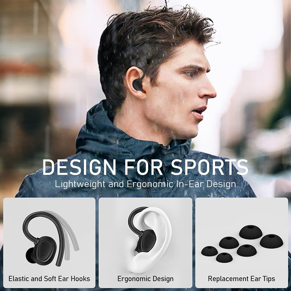 Wireless Earbuds, Wireless Headphones Running Bluetooth 5.3 Headphones with Mic, Wireless Earphones IP7 Waterproof Ear Hooks, Noise Cancelling Earbuds Stereo Sound, 48H, USB - C, Headsets for Sport - Amazing Gadgets Outlet