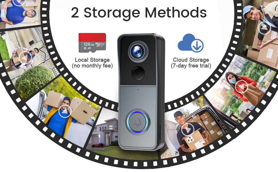 Wireless Video Doorbell Camera with Chime, Voice Changer/Message, PIR Motion Detection, Instant Alerts, 1080P HD, Night Vision, 2 - Way Audio, Battery Powered, 2.4G WiFi, IP65, Support SD Storage - Amazing Gadgets Outlet