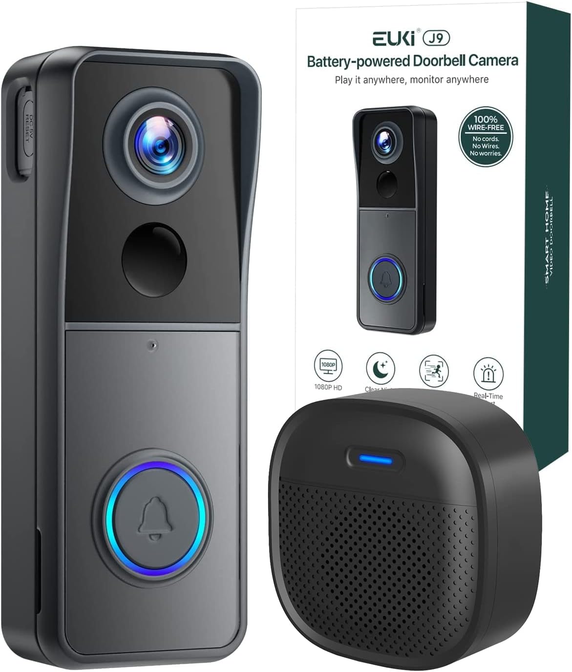 Wireless Video Doorbell Camera with Chime, Voice Changer/Message, PIR Motion Detection, Instant Alerts, 1080P HD, Night Vision, 2 - Way Audio, Battery Powered, 2.4G WiFi, IP65, Support SD Storage - Amazing Gadgets Outlet