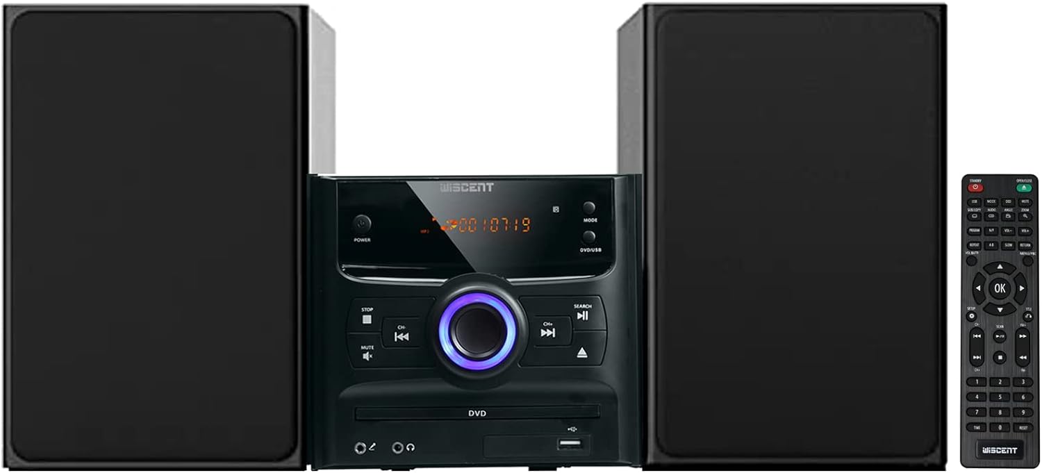 WISCENT Hi - Fi Compact Stereo Systems with Bluetooth, FM Radio,CD Player,Micro DVD Player for Home,USB - MP3 Playback,AUX,MIC,Remote Control,30W, Hi Fi Music System,DSP - Tech - Amazing Gadgets Outlet