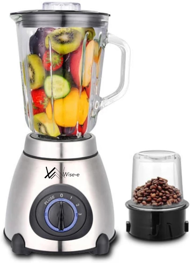 Wise - e Multi Function Blender juicer Food Processor with Glass Jar & a Grinder Strong Housing Smoothie Maker 1.5L Glass Jar Removable Filling Cap for Easy Filling Ice Crushing Function 2200W - Amazing Gadgets Outlet