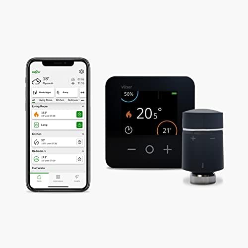 Wiser Antharcite Smart Thermostat Heating Kit Thermostat Kit 2 & 1 x Smart Radiator Thermostat TRV – Conventional Boilers Heating & Hot Water Complete Heating Control Anywhere DIY Install - Amazing Gadgets Outlet