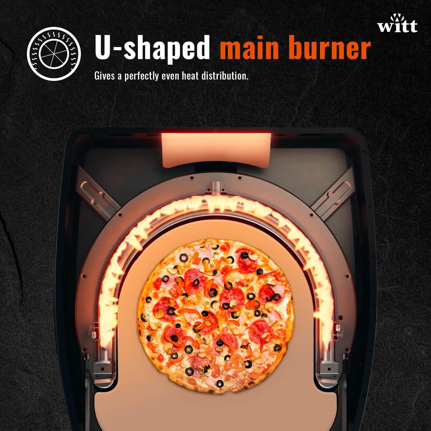 Witt ETNA Fermo Award Winning Pizza Oven - Traditional Pizza Baking - Rapid 500°C Heating, 40.5cm Capacity, 60 - Second Cooking, Even Heat Distribution - Black - Amazing Gadgets Outlet