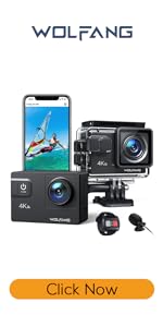 WOLFANG Action Camera 4K 20MP GA100, Waterproof 40M Underwater Camera for Snorkeling, EIS Stabilization WiFi 170° Wide Angle Helmet Camera for Vlogging with External Microphone, Remote Control - Amazing Gadgets Outlet