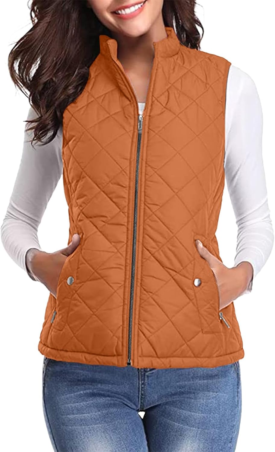 Women'S Puffer Gilets Sleeveless Down Cotton Sweater Vest Women Pocket Winter Warm Clearance Fleece Jacket Women Classic Fit Badywarmer Tweed Waistcoat Women Zip Up Lightweight Ladies Outerwear - Amazing Gadgets Outlet