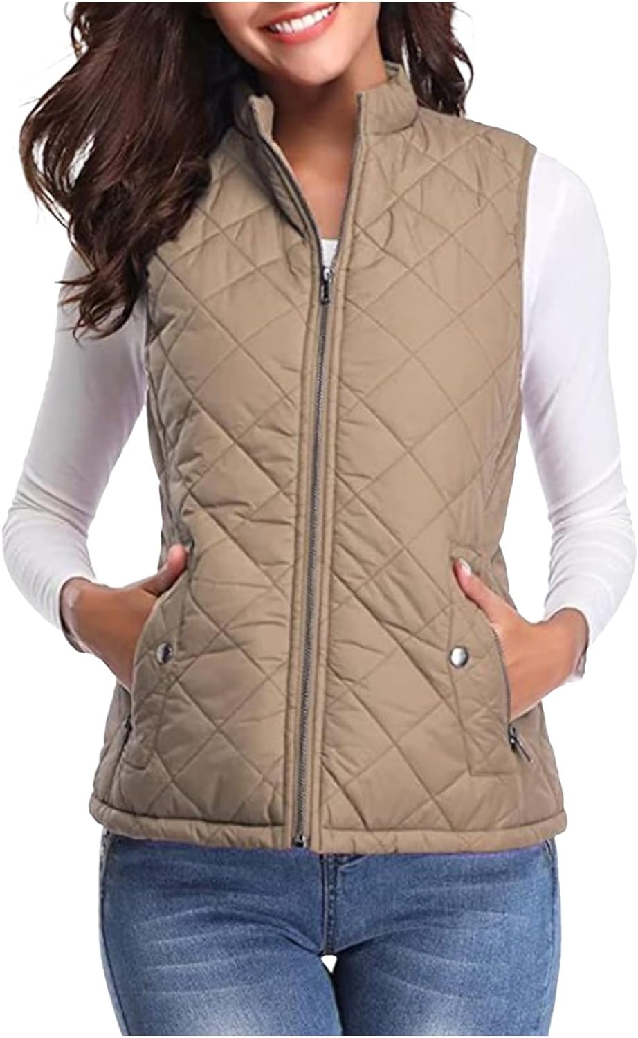 Women'S Puffer Gilets Sleeveless Down Cotton Sweater Vest Women Pocket Winter Warm Clearance Fleece Jacket Women Classic Fit Badywarmer Tweed Waistcoat Women Zip Up Lightweight Ladies Outerwear - Amazing Gadgets Outlet