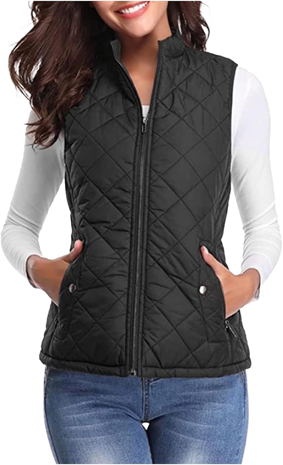 Women'S Puffer Gilets Sleeveless Down Cotton Sweater Vest Women Pocket Winter Warm Clearance Fleece Jacket Women Classic Fit Badywarmer Tweed Waistcoat Women Zip Up Lightweight Ladies Outerwear - Amazing Gadgets Outlet