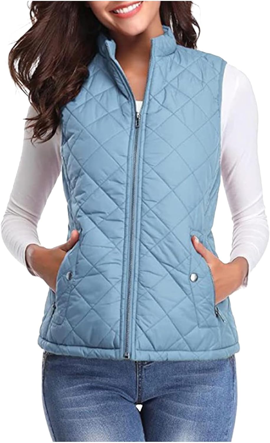 Women'S Puffer Gilets Sleeveless Down Cotton Sweater Vest Women Pocket Winter Warm Clearance Fleece Jacket Women Classic Fit Badywarmer Tweed Waistcoat Women Zip Up Lightweight Ladies Outerwear - Amazing Gadgets Outlet