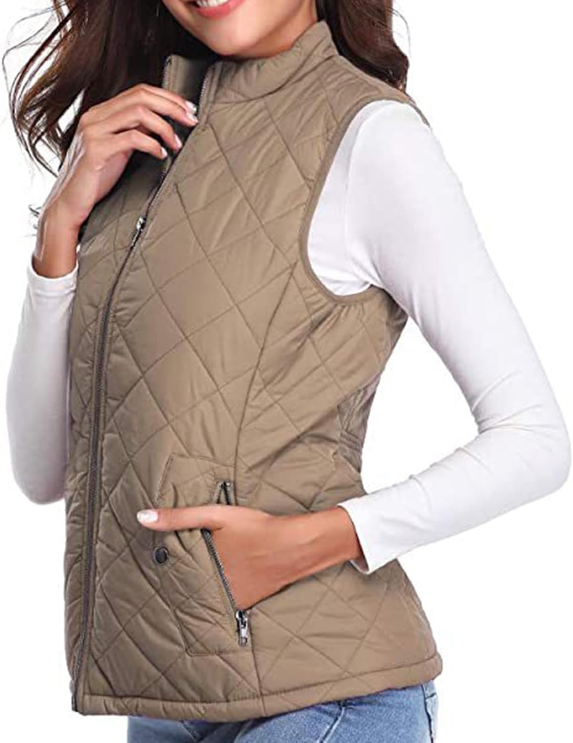 Women'S Puffer Gilets Sleeveless Down Cotton Sweater Vest Women Pocket Winter Warm Clearance Fleece Jacket Women Classic Fit Badywarmer Tweed Waistcoat Women Zip Up Lightweight Ladies Outerwear - Amazing Gadgets Outlet