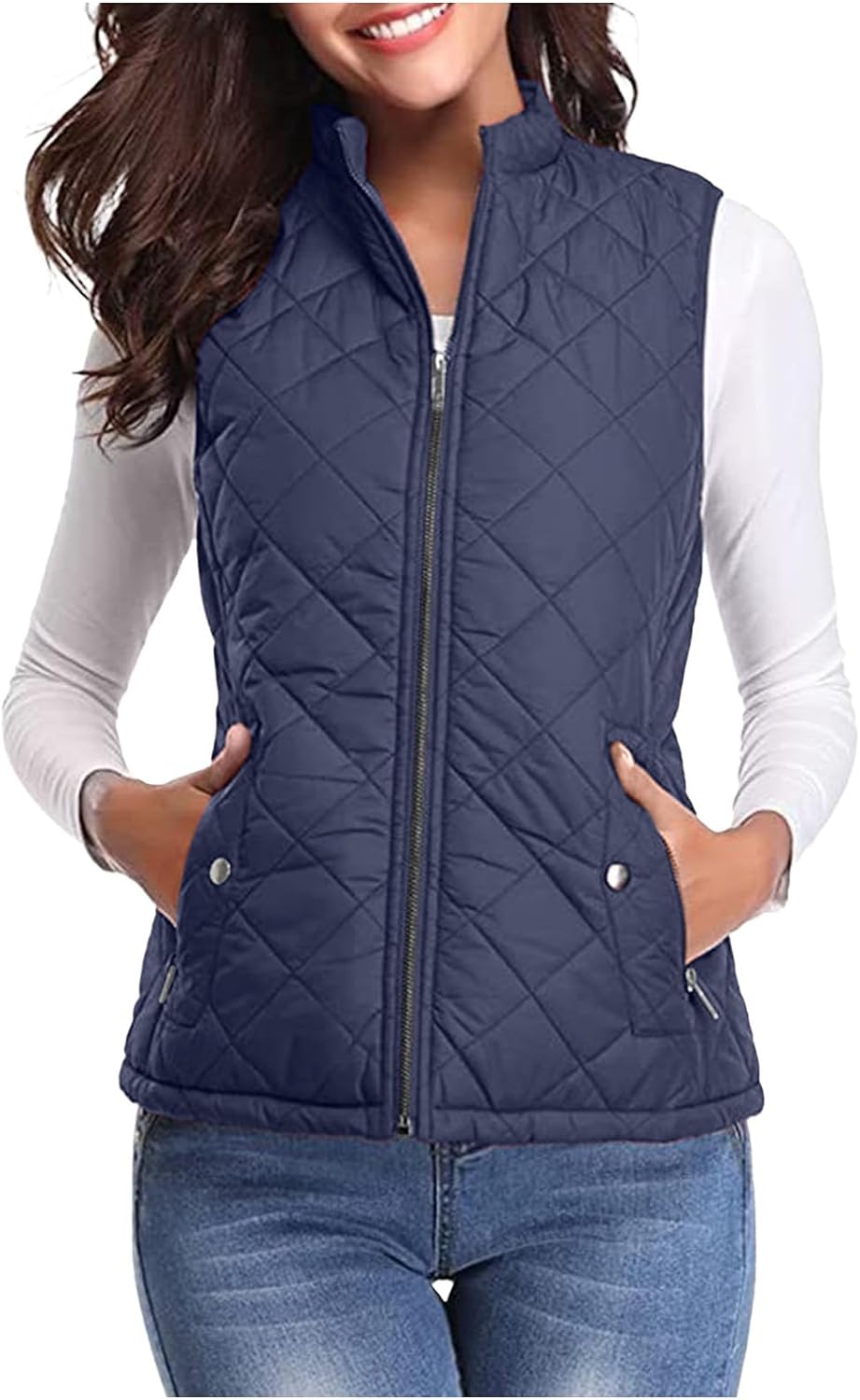 Women'S Puffer Gilets Sleeveless Down Cotton Sweater Vest Women Pocket Winter Warm Clearance Fleece Jacket Women Classic Fit Badywarmer Tweed Waistcoat Women Zip Up Lightweight Ladies Outerwear - Amazing Gadgets Outlet