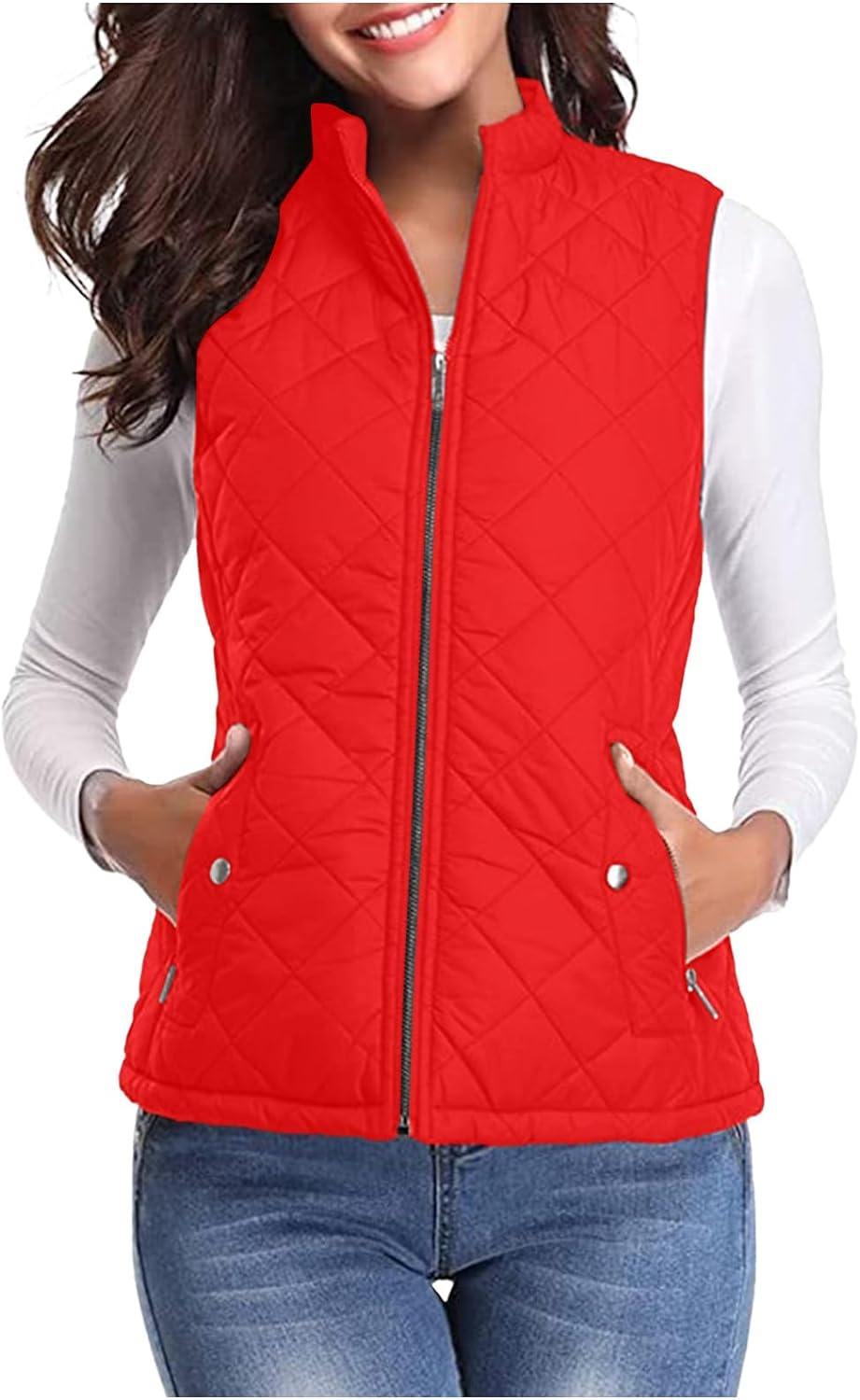 Women'S Puffer Gilets Sleeveless Down Cotton Sweater Vest Women Pocket Winter Warm Clearance Fleece Jacket Women Classic Fit Badywarmer Tweed Waistcoat Women Zip Up Lightweight Ladies Outerwear - Amazing Gadgets Outlet