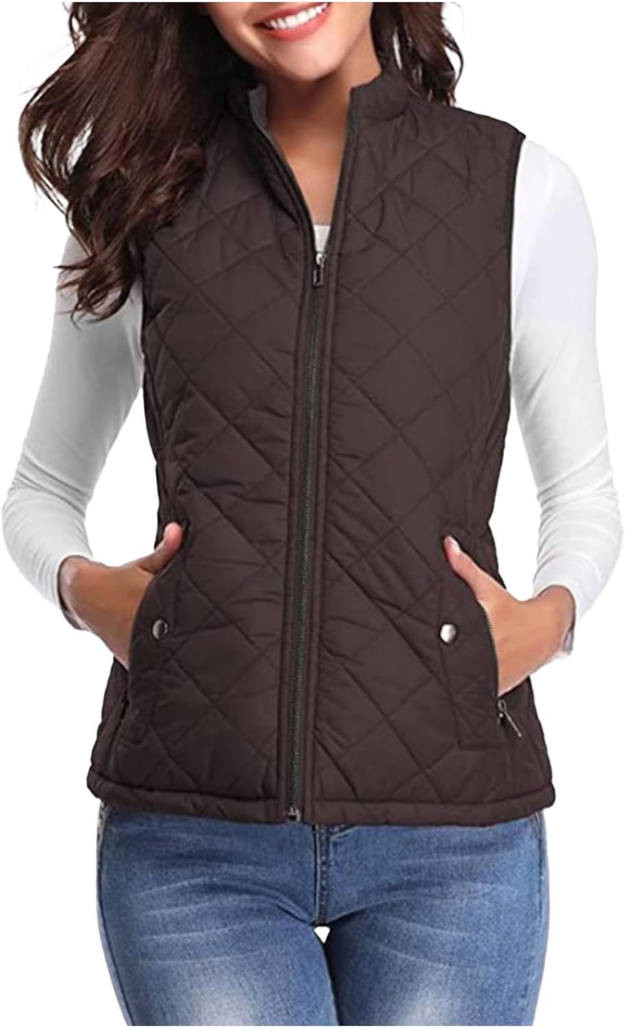 Women'S Puffer Gilets Sleeveless Down Cotton Sweater Vest Women Pocket Winter Warm Clearance Fleece Jacket Women Classic Fit Badywarmer Tweed Waistcoat Women Zip Up Lightweight Ladies Outerwear - Amazing Gadgets Outlet