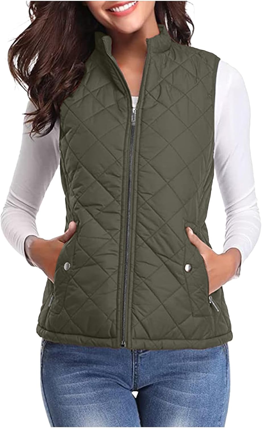 Women'S Puffer Gilets Sleeveless Down Cotton Sweater Vest Women Pocket Winter Warm Clearance Fleece Jacket Women Classic Fit Badywarmer Tweed Waistcoat Women Zip Up Lightweight Ladies Outerwear - Amazing Gadgets Outlet