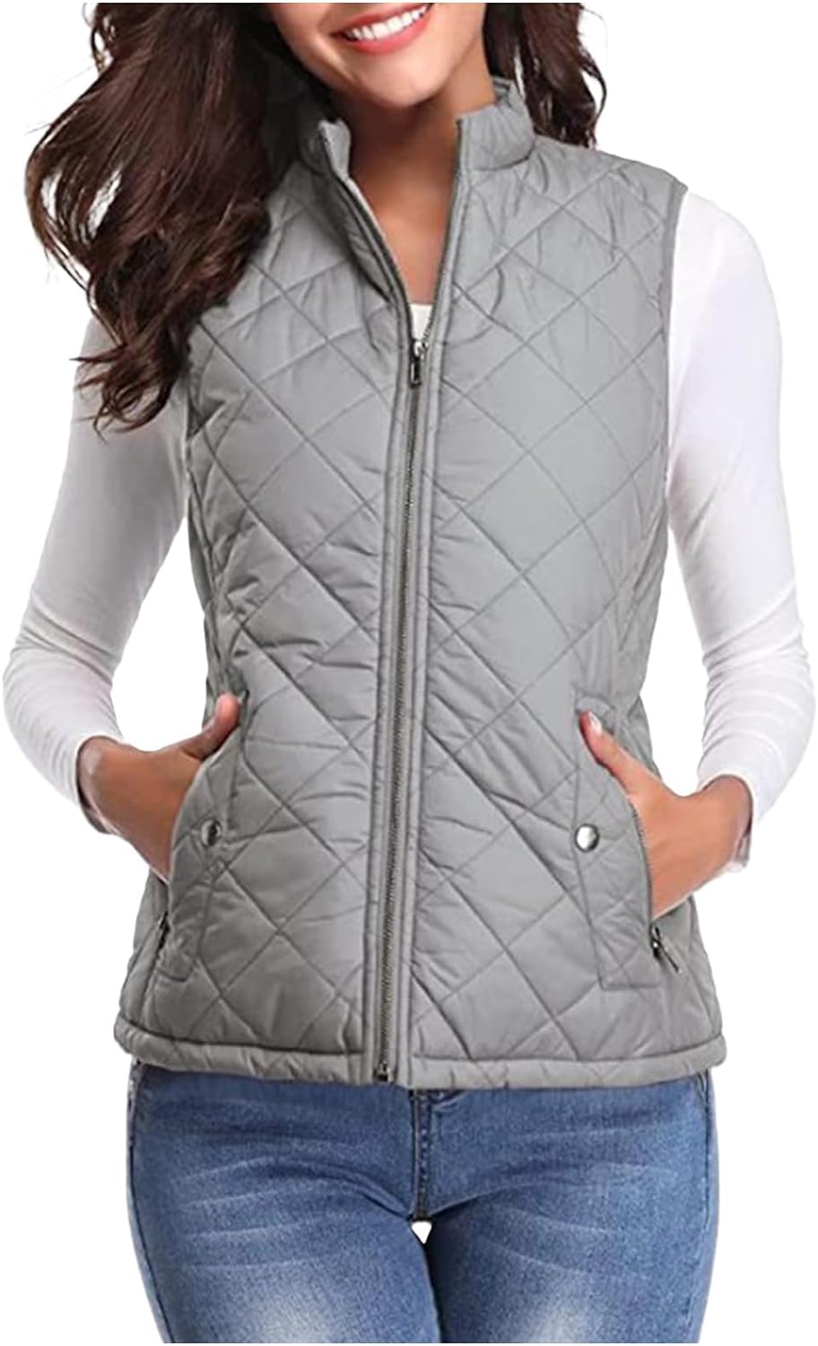 Women'S Puffer Gilets Sleeveless Down Cotton Sweater Vest Women Pocket Winter Warm Clearance Fleece Jacket Women Classic Fit Badywarmer Tweed Waistcoat Women Zip Up Lightweight Ladies Outerwear - Amazing Gadgets Outlet