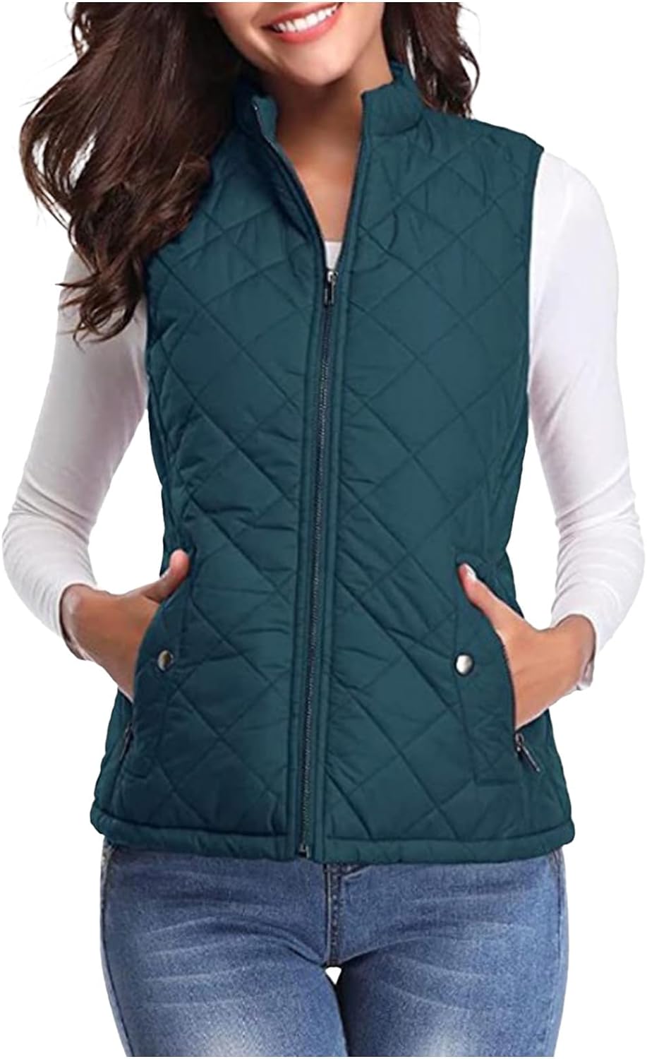 Women'S Puffer Gilets Sleeveless Down Cotton Sweater Vest Women Pocket Winter Warm Clearance Fleece Jacket Women Classic Fit Badywarmer Tweed Waistcoat Women Zip Up Lightweight Ladies Outerwear - Amazing Gadgets Outlet