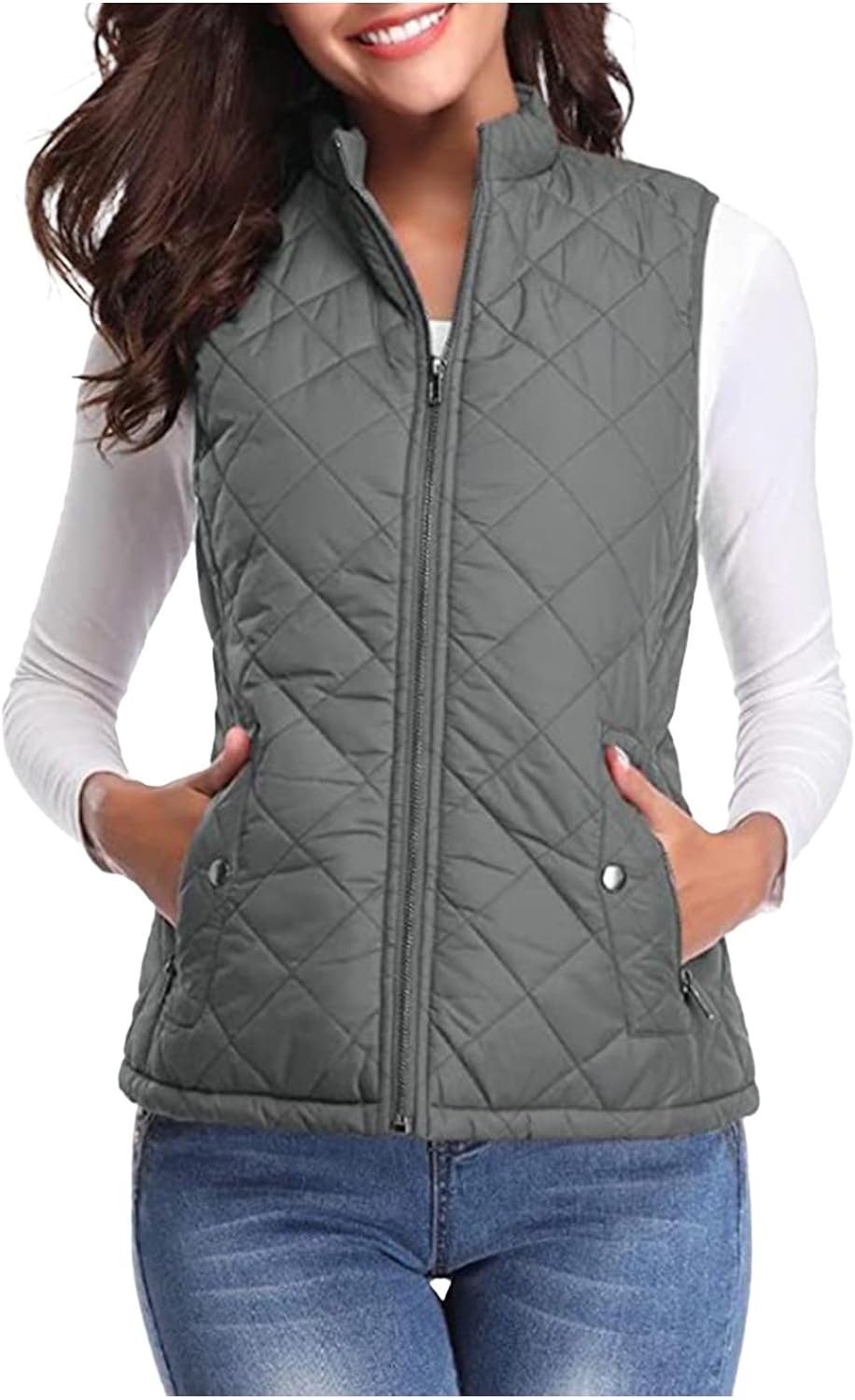 Women'S Puffer Gilets Sleeveless Down Cotton Sweater Vest Women Pocket Winter Warm Clearance Fleece Jacket Women Classic Fit Badywarmer Tweed Waistcoat Women Zip Up Lightweight Ladies Outerwear - Amazing Gadgets Outlet