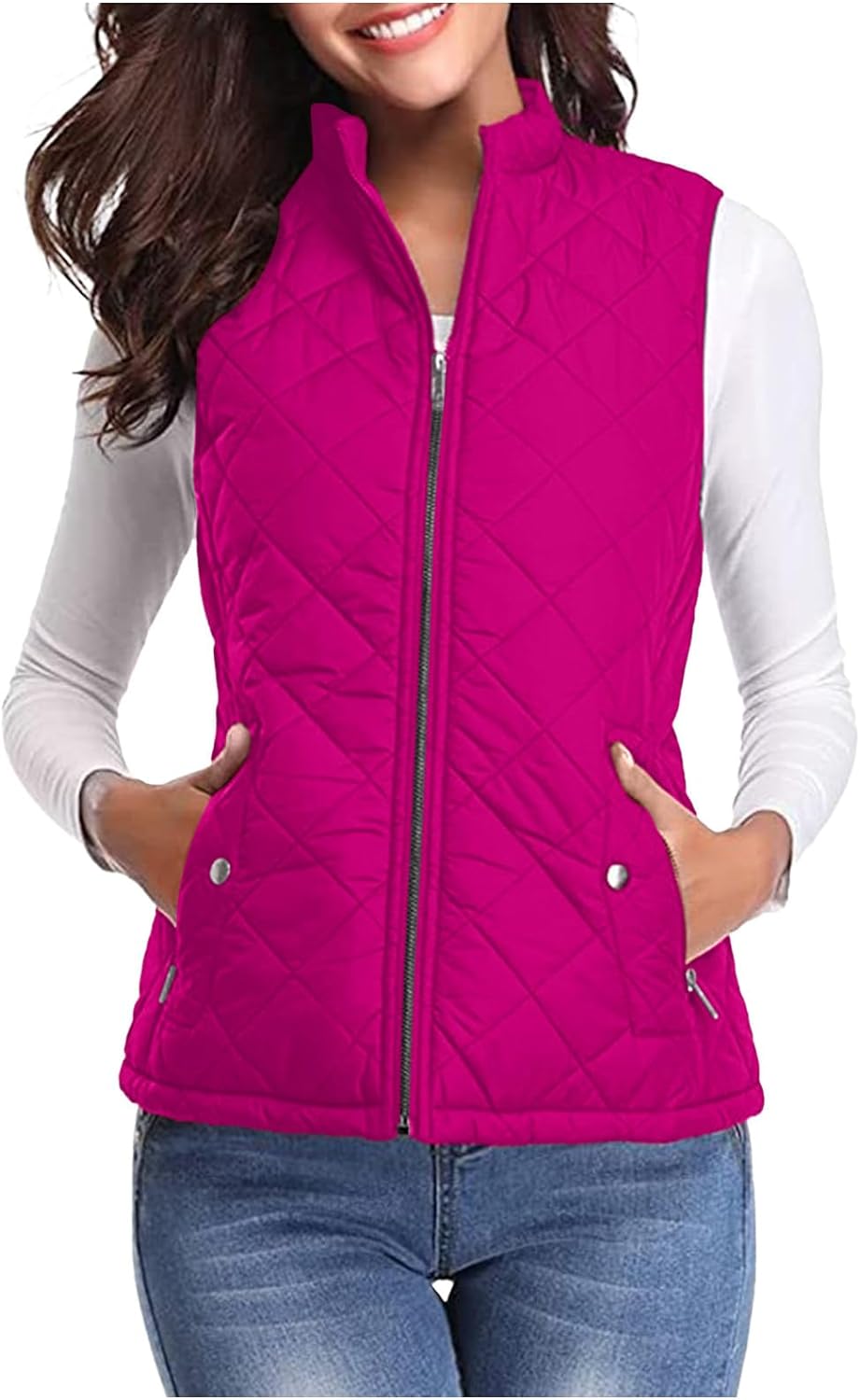 Women'S Puffer Gilets Sleeveless Down Cotton Sweater Vest Women Pocket Winter Warm Clearance Fleece Jacket Women Classic Fit Badywarmer Tweed Waistcoat Women Zip Up Lightweight Ladies Outerwear - Amazing Gadgets Outlet