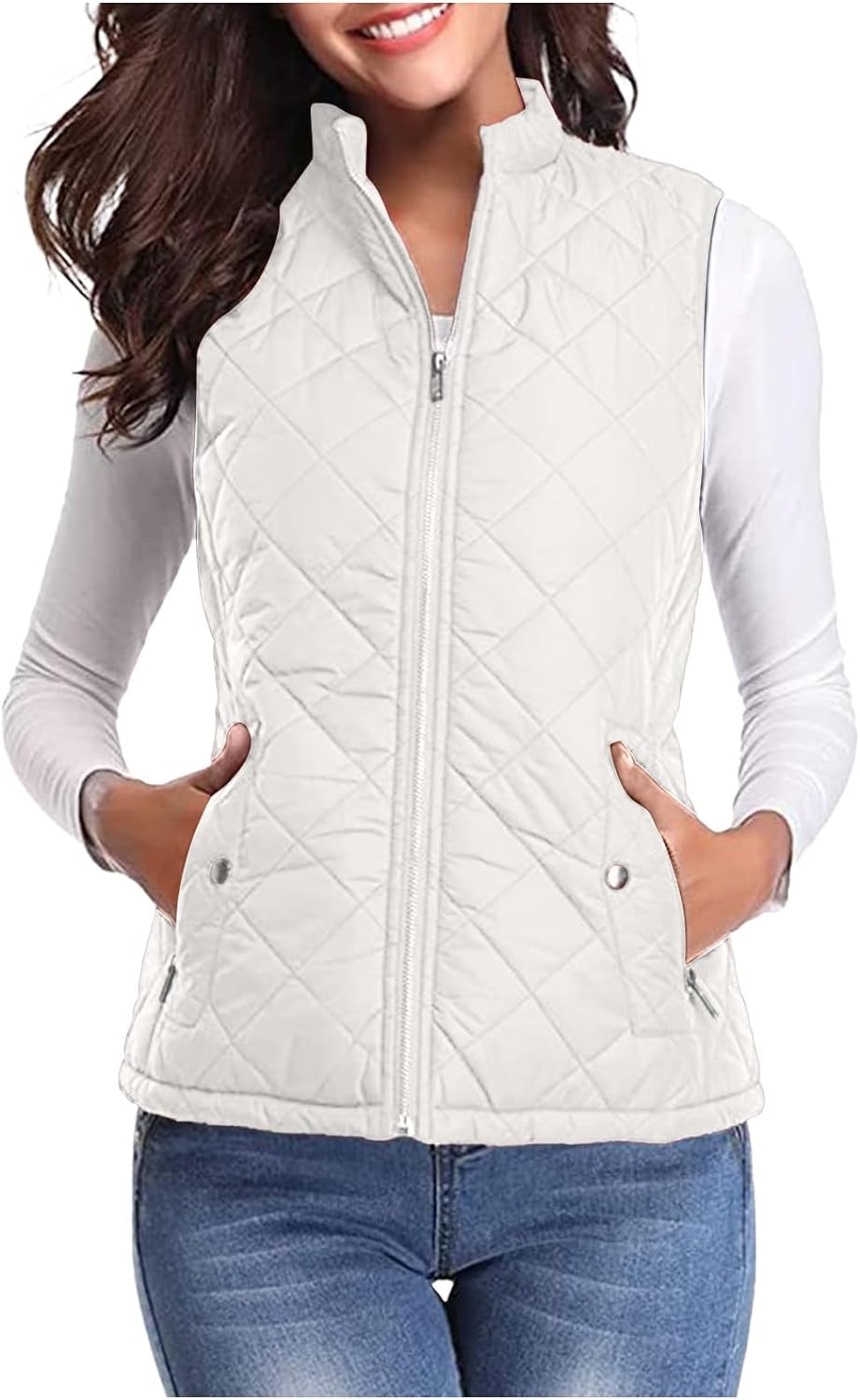 Women'S Puffer Gilets Sleeveless Down Cotton Sweater Vest Women Pocket Winter Warm Clearance Fleece Jacket Women Classic Fit Badywarmer Tweed Waistcoat Women Zip Up Lightweight Ladies Outerwear - Amazing Gadgets Outlet