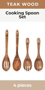 Wooden Spatula for Cooking, Kitchen Spatula Set of 4, Natural Teak Wooden Utensils Including Wooden Paddle, Turner Spatula, Slotted Spatula and Wood Scraper. Nonstick cookware. - Amazing Gadgets Outlet