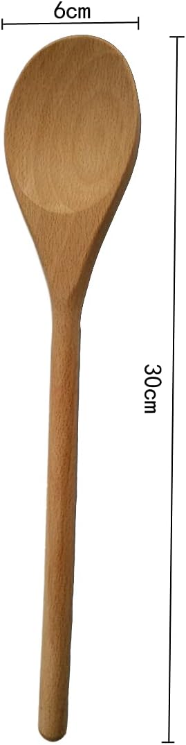 Wooden Spoons Mixing Baking Serving In Beech 12 inch - Set of 6 ROUNDSQUARE - Amazing Gadgets Outlet