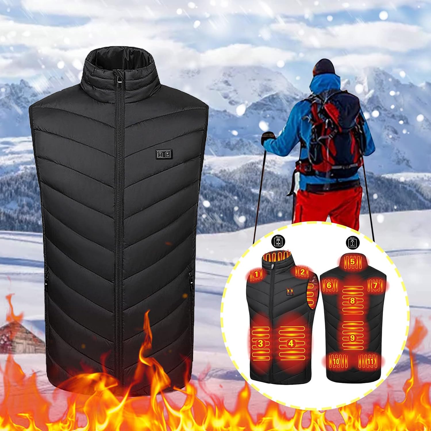 WopHSkf Heated Jacket/Vest for Men Women Clearance Electric Heated Coat with Heating Zones USB Rechargeable Heating Down Jackets,Adjustable Temperature Washable Heated Clothing Camping Hiking Golf - Amazing Gadgets Outlet