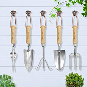 WORKPRO 7 Piece Garden Tools Set, Stainless Steel Hand Tools with Wooden Handle, Including Gloves, Trowel, Weeder, Hand fork, Hand Rake, Transplanter, Pruner and Garden Tote   Import  Single ASIN  Import  Multiple ASIN ×Product customization - Amazing Gadgets Outlet