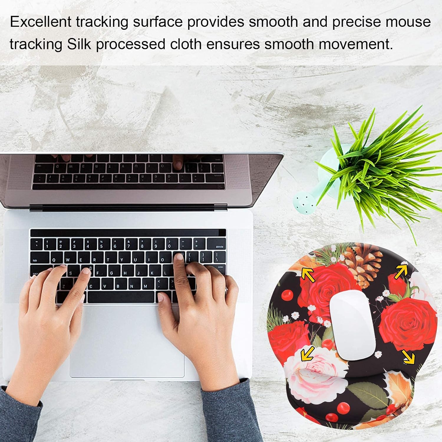 Wrist Rest Mat,Comfortable Memory Foam Mouse Pad with Wrist Support,Anti - Slip Rubber Mouse Wrist Support Pad for Working Gaming - rose008 - Amazing Gadgets Outlet