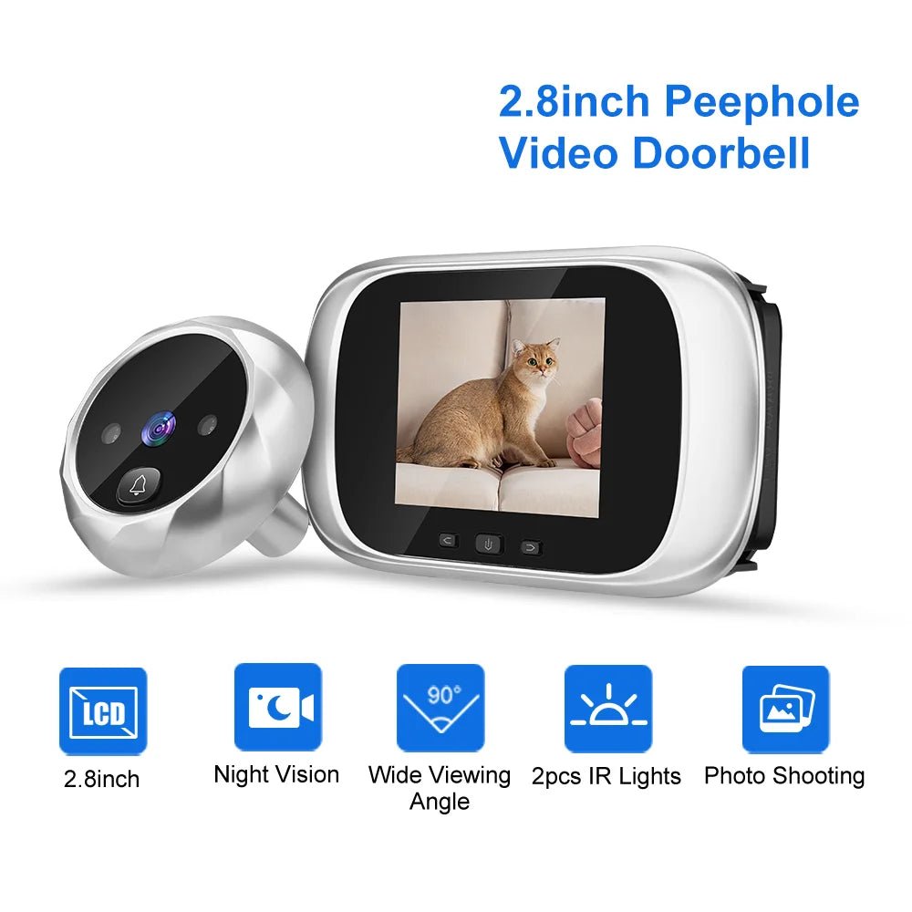 Wsdcam 2.8 inch LCD Door Viewer Camera Night Vision Photo Digital Peephole Doorbell 90 Degree Door Eye Door Ring Monitor - Amazing Gadgets Outlet