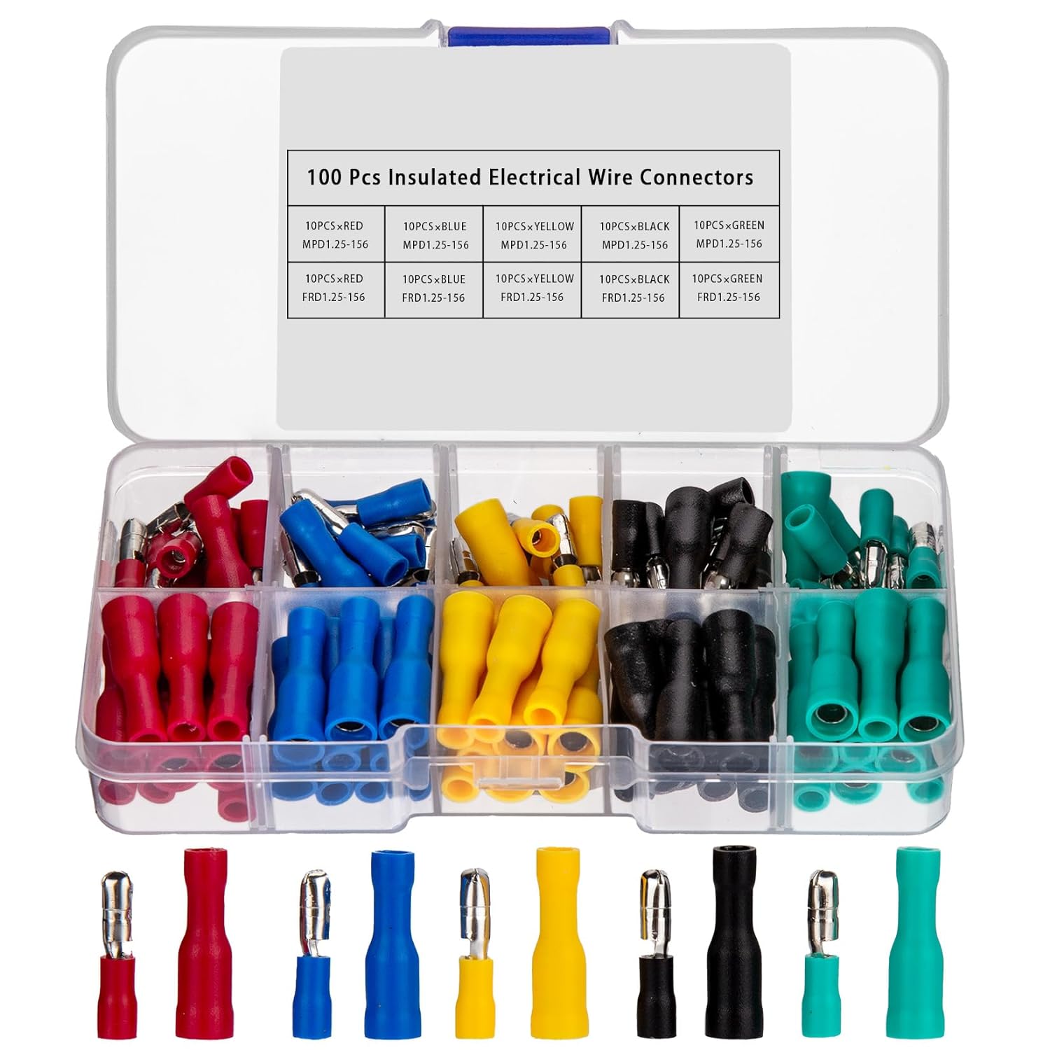 wugongshan 100pcs Electrical Connectors,Insulated Male and Female Bullet Wire Connectors, Quick Splice Butt Electrical Crimps Terminals Connectors, Wire Terminal Connectors, 22 - 16 Gauge - Amazing Gadgets Outlet